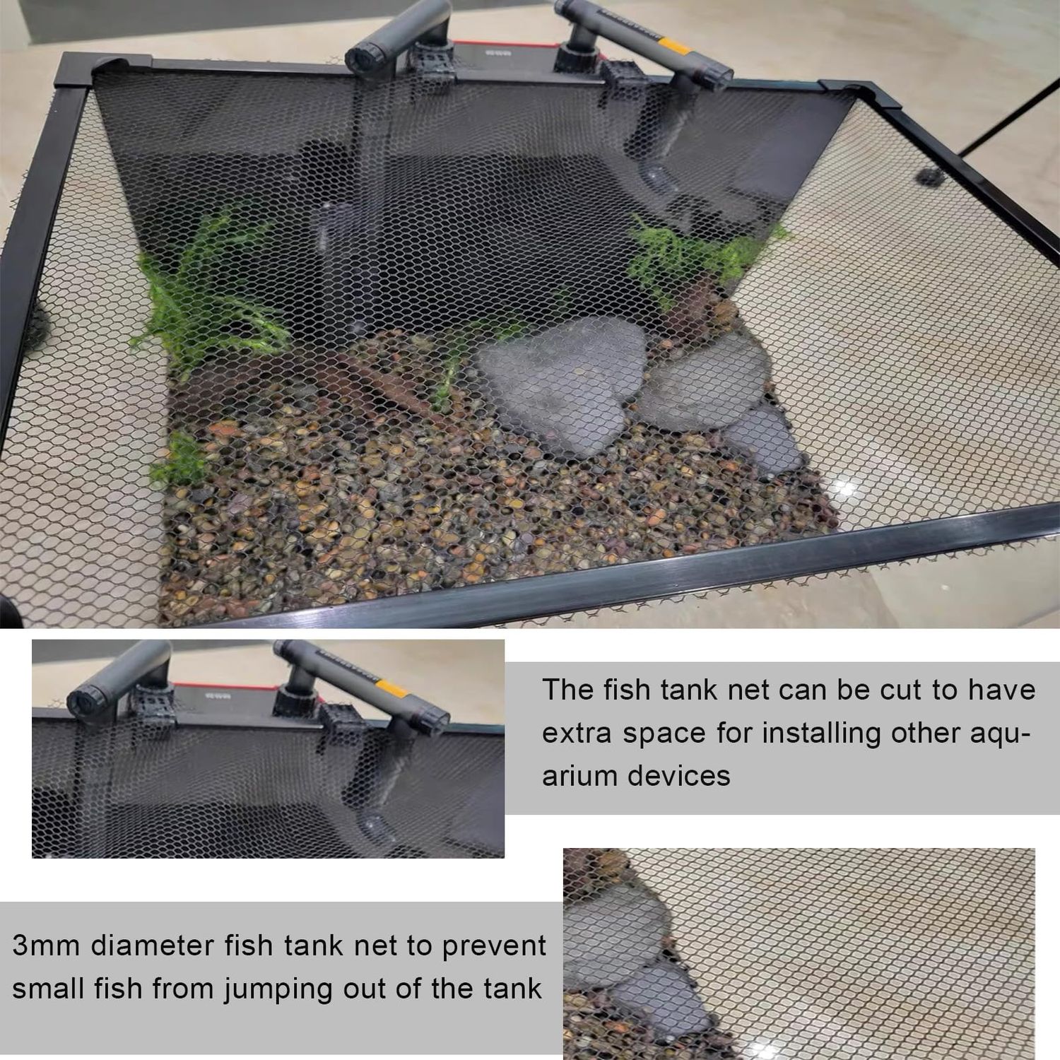 Magnetic Aquarium Cover lid Fish Tank lid Anti-Jumping net Cover mesh Terrarium lid Aquarium Hood (Small Size DIY Cover lid)