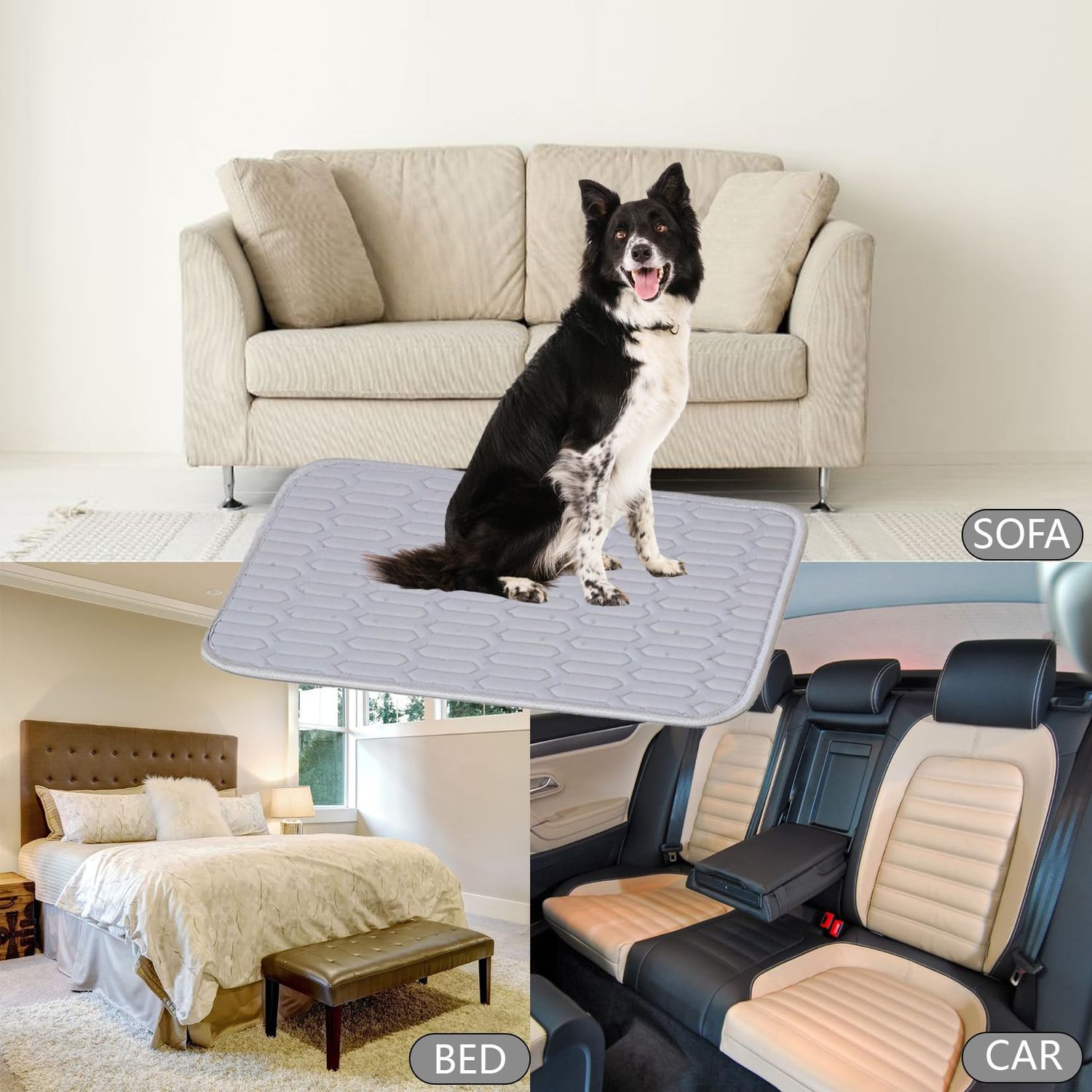 HEJAKAR Dog Cooling Mat - Self-Cooling Blanket for Pets,Breathable,Lightweight,Portable,Ideal for Hot Summer Days and Travel,28x40 Inch,Light Gray
