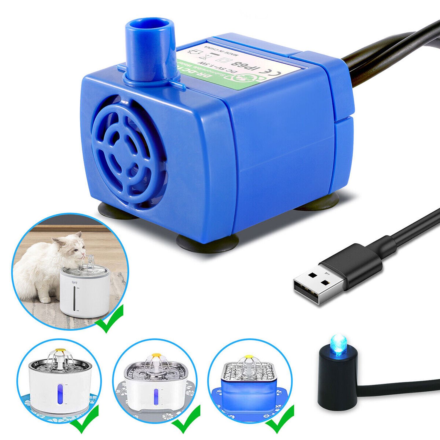 Pet Fountain Pump Replacement Cat Water Fountain Pump for Flower Fountain Automa