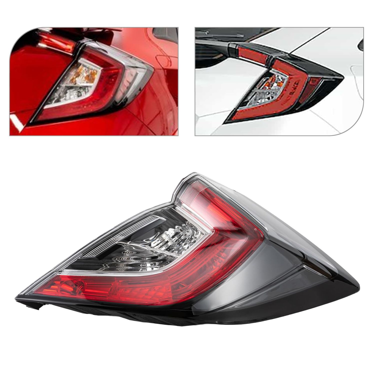 Tail Lights Assembly For 2017-2021 Honda Civic Hatchback/17-19 Type R,Right Passenger Side Replacement,Red Lens Rear Brake Lights
