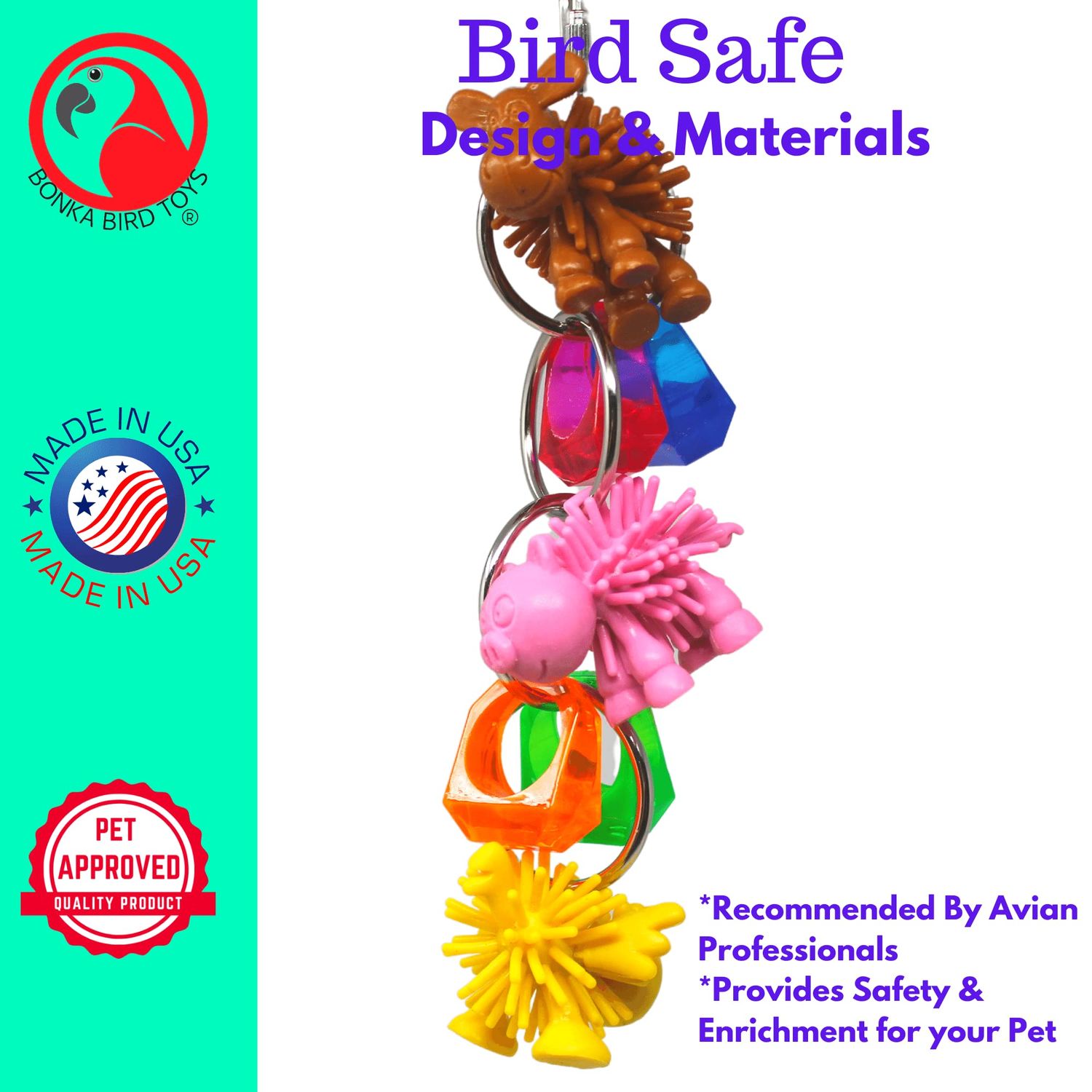 Bonka Bird Toys 1716 Farm Ringer Small Medium Bird Toy Parrot Cage Craft Toys Cages African Grey Conure Cockatiel