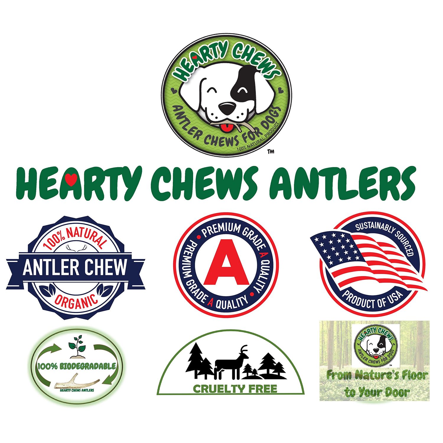 HEARTY CHEWS ELK Antler for Dogs | Natural Dog Chew | 100% Organic Grade A Antler Chew Bone, Supports Teeth & Gum Health, Long Lasting Dog Treat - Jumbo (About 9-11 inches)