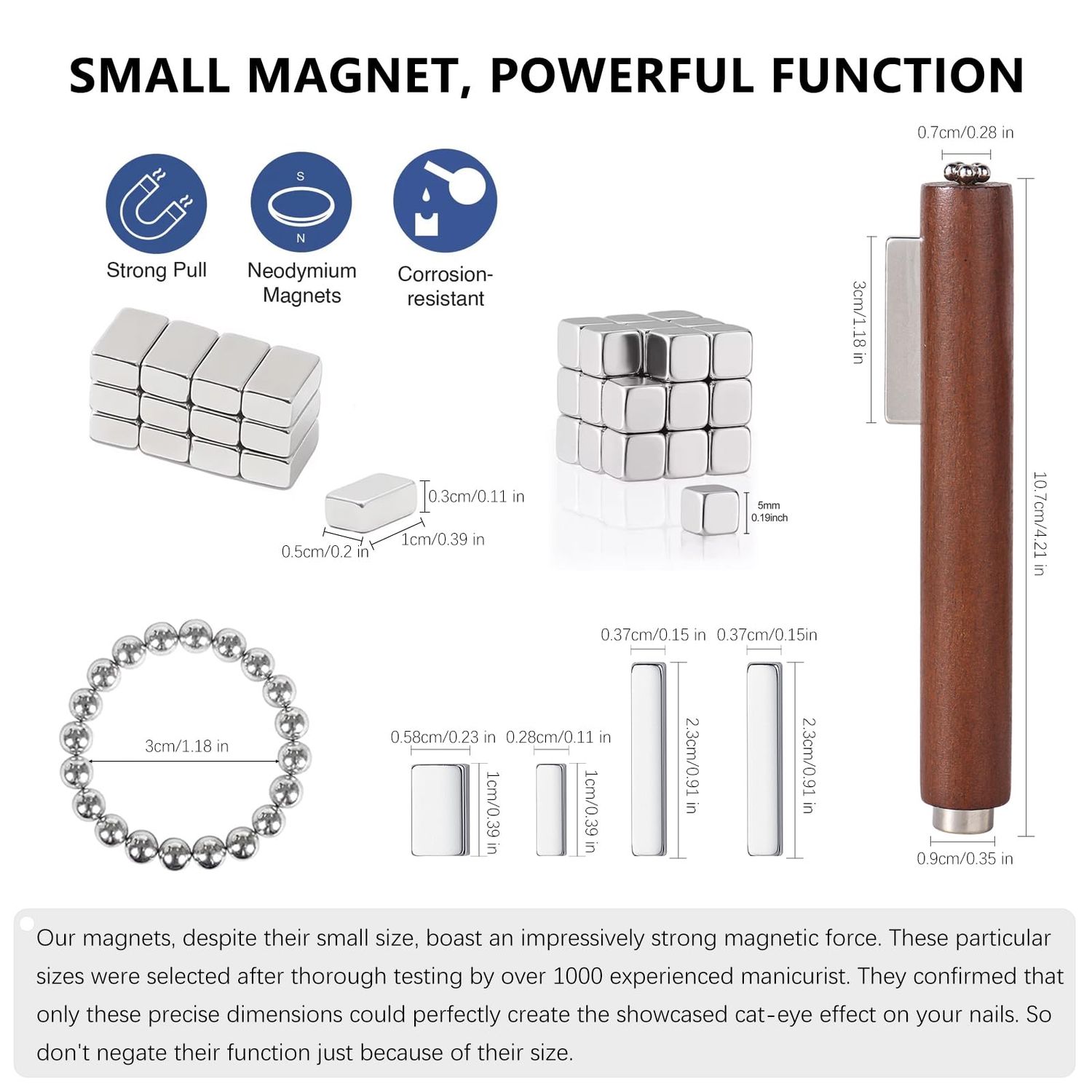 JFIYUOMCI 64Pcs Cat Eye Nail Magnet Set, Magnetic Nail Polish Magnet, Cat Eye Magnet for Nails, 3 IN 1 Magnets For Cat Eye Gel Polish, Cateye Nail Design Tools for DIY Nail Decoration Kit