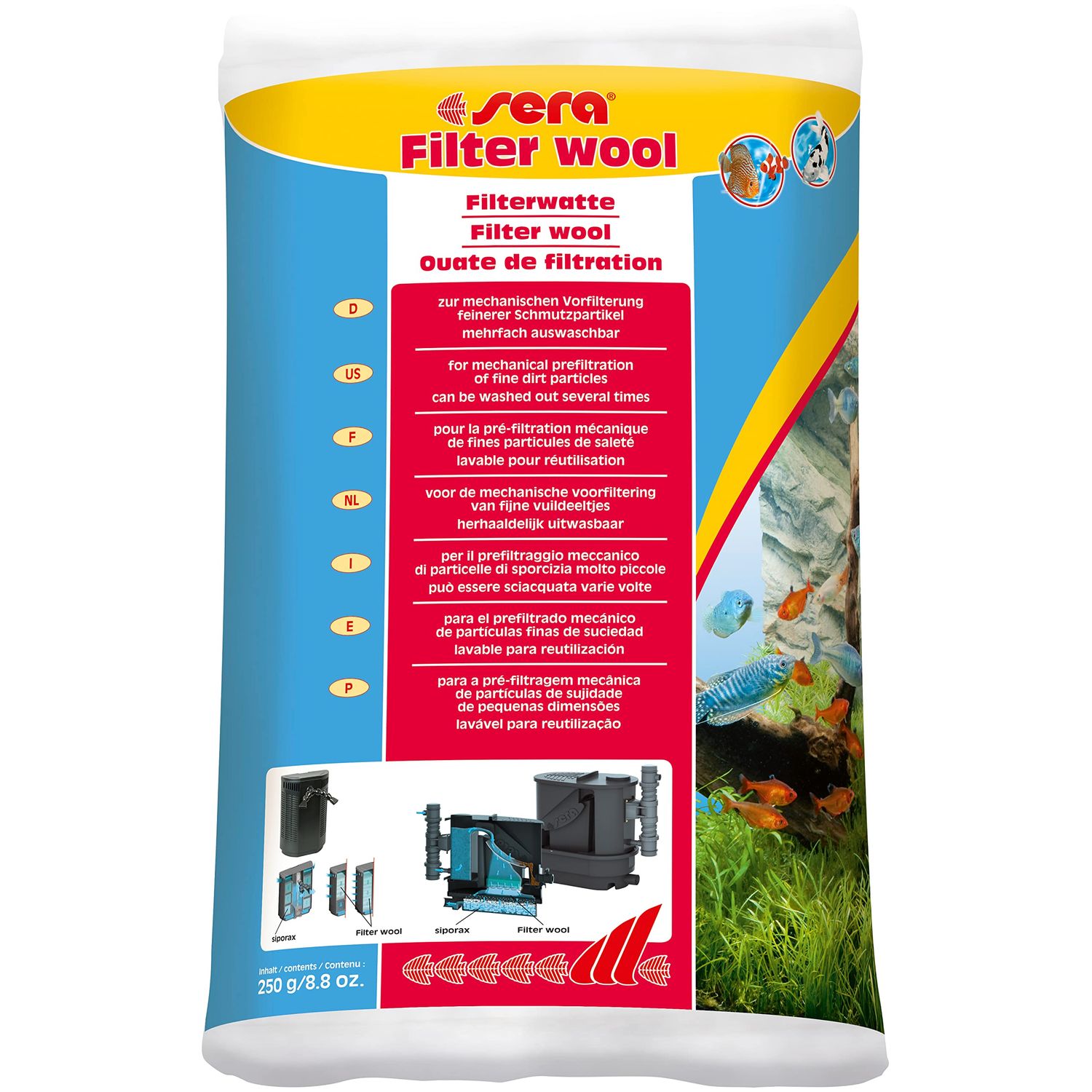 sera Filter Wool 250 g, 8.8 oz. Aquarium Filter Accessories