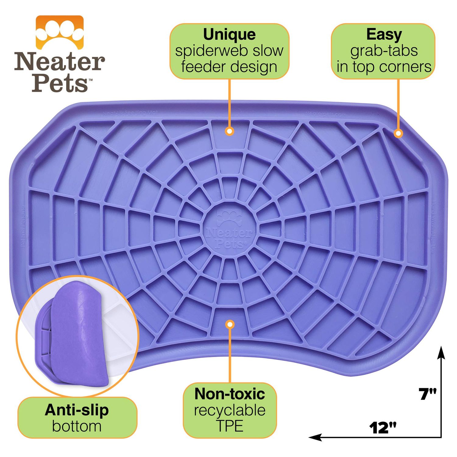 Neater Pets - Neat-LIK - Slow Feeding Pad for Dogs & Cats - Puzzle Toys Provide Boredom & Anxiety Relief - Fill Licking Pad with Healthy Treats & Food (Purple)