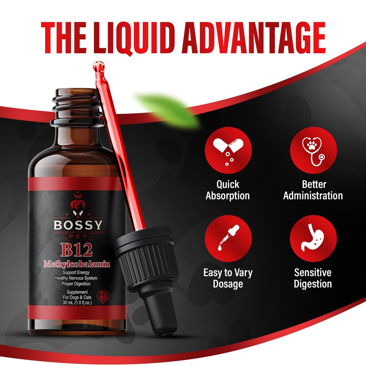 B12 Liquid for Dogs & Cats - Vitamin B12 for Dogs & Cats - Liquid Vitamin B12 for Pets - Methylcobalamin Liquid for Dogs & Cats - Vitamin Supplement for Pets - Vet Formulated
