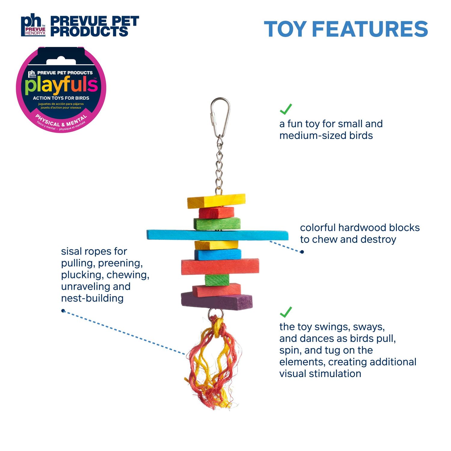 Prevue Pet Products Physical & Mental Bodacious Bites Sassy Bird Toy 60951