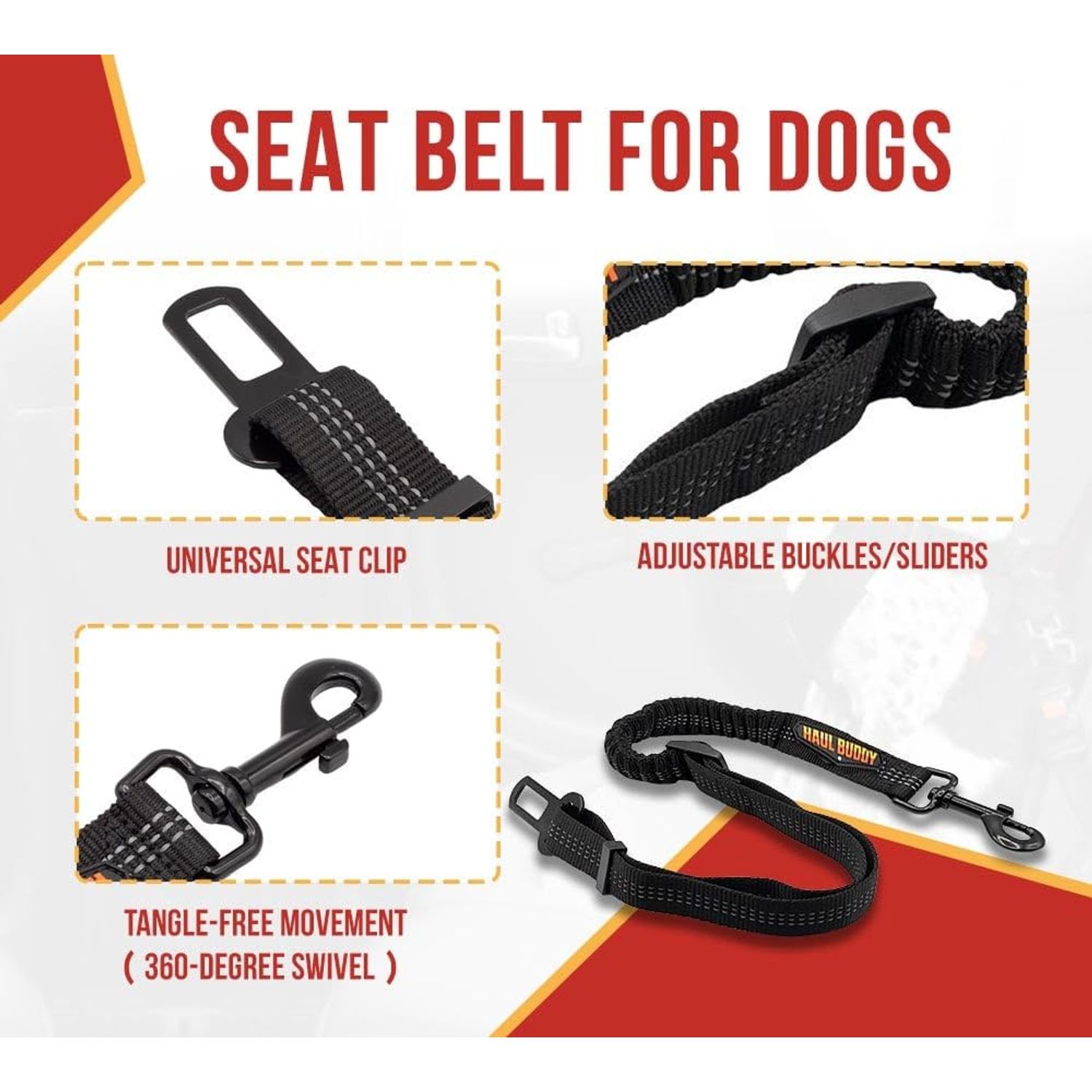Mytee Products Medium Breed Adjustable Dog Collar, Nylon Car Seat Belt Harness, and Poop Bag Holder Set for Male Female Dogs - Neoprene Padded Collar, Leak-Proof Waste Bag Dispenser
