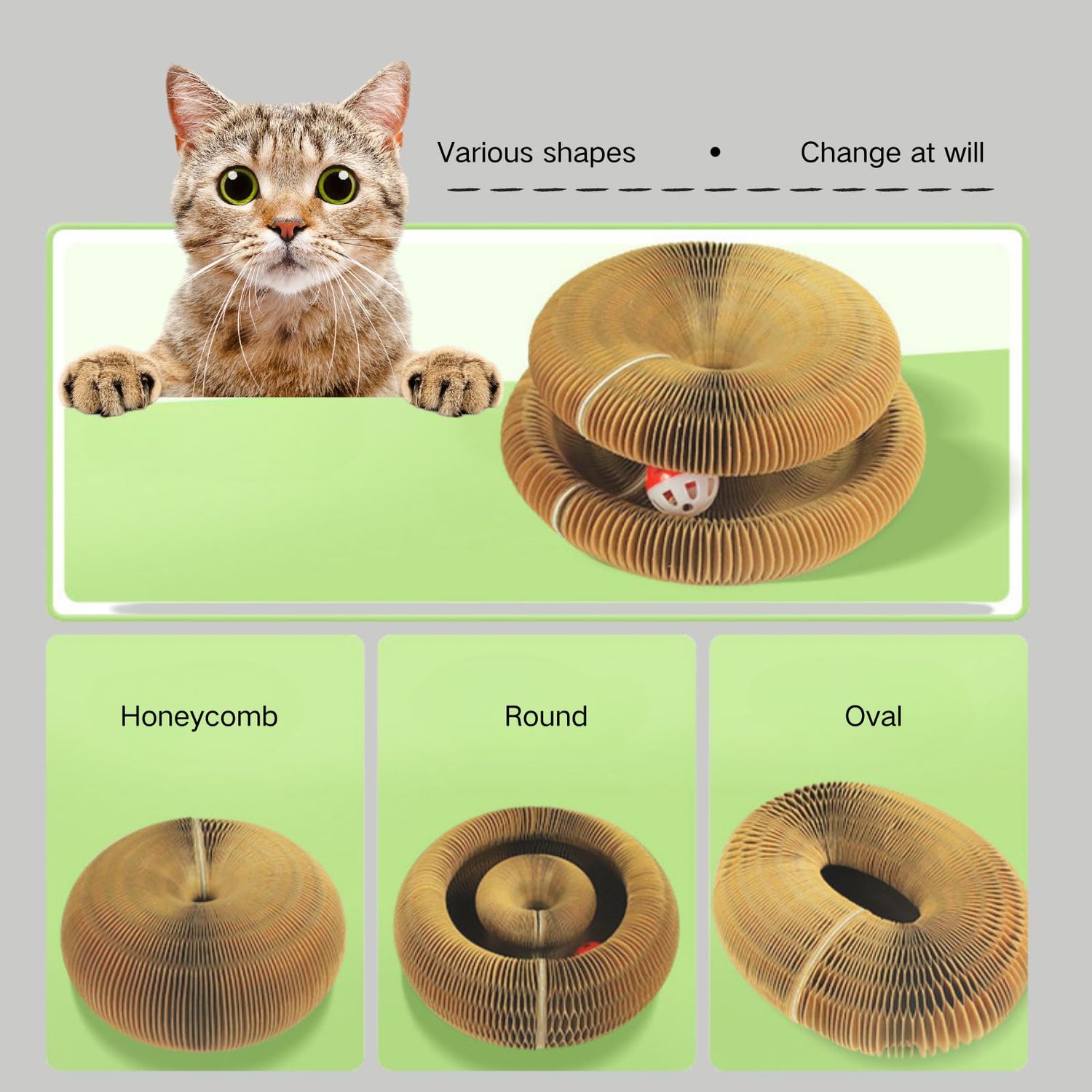 HUPIRCT Cat Scratching Board, Cardboard cat Toy with Bell, Interactive cat kurlz, Magic Organ cat Toy, Recyclable and Durable (XXL)
