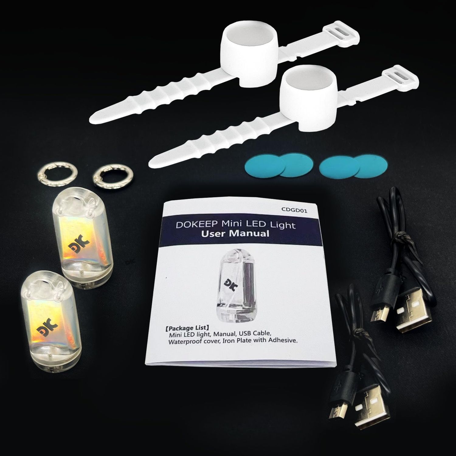 DOKeep USB Mini LED Lanterns, 2 Pack Waterproof EDC Keychain LED Flashlight for Camping Rechargeable Battery Stick Light Maglite Hockey Dog Collar Flashlight for Nighttime Shift (2Pack White)