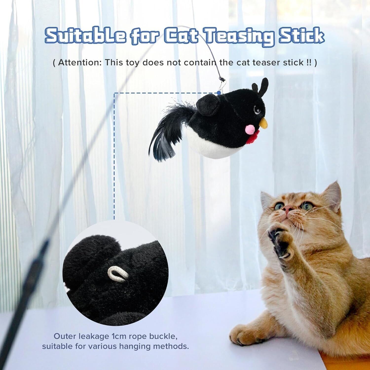Chirping Bird Cat Toys Hanging Interactive Cat Toys  (1 pc Black)
