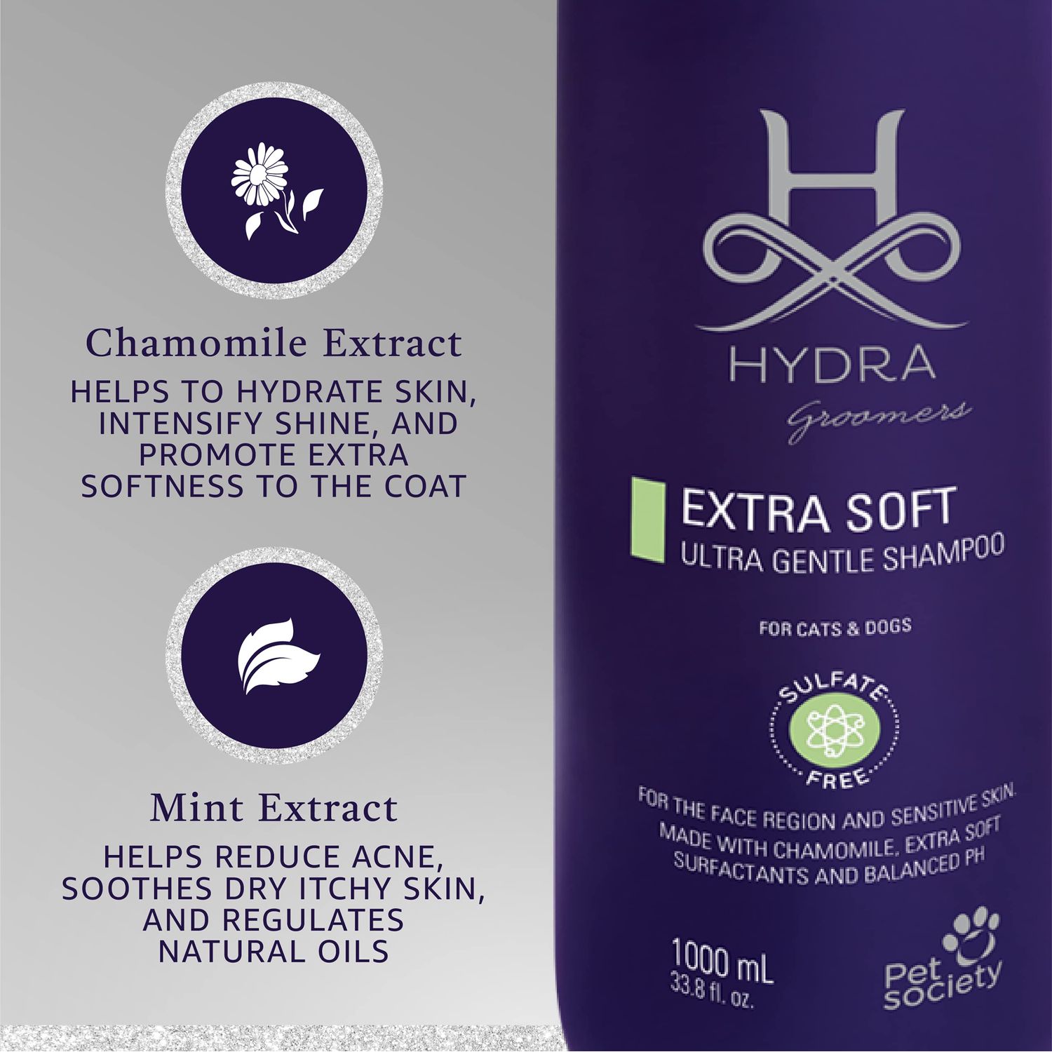 Hydra Professional Extra Soft Face and Body Shampoo, Hypoallergenic Pet Shampoo, Cat and Dog Shampoo for Sensitive Skin and All Breeds and Coat Types