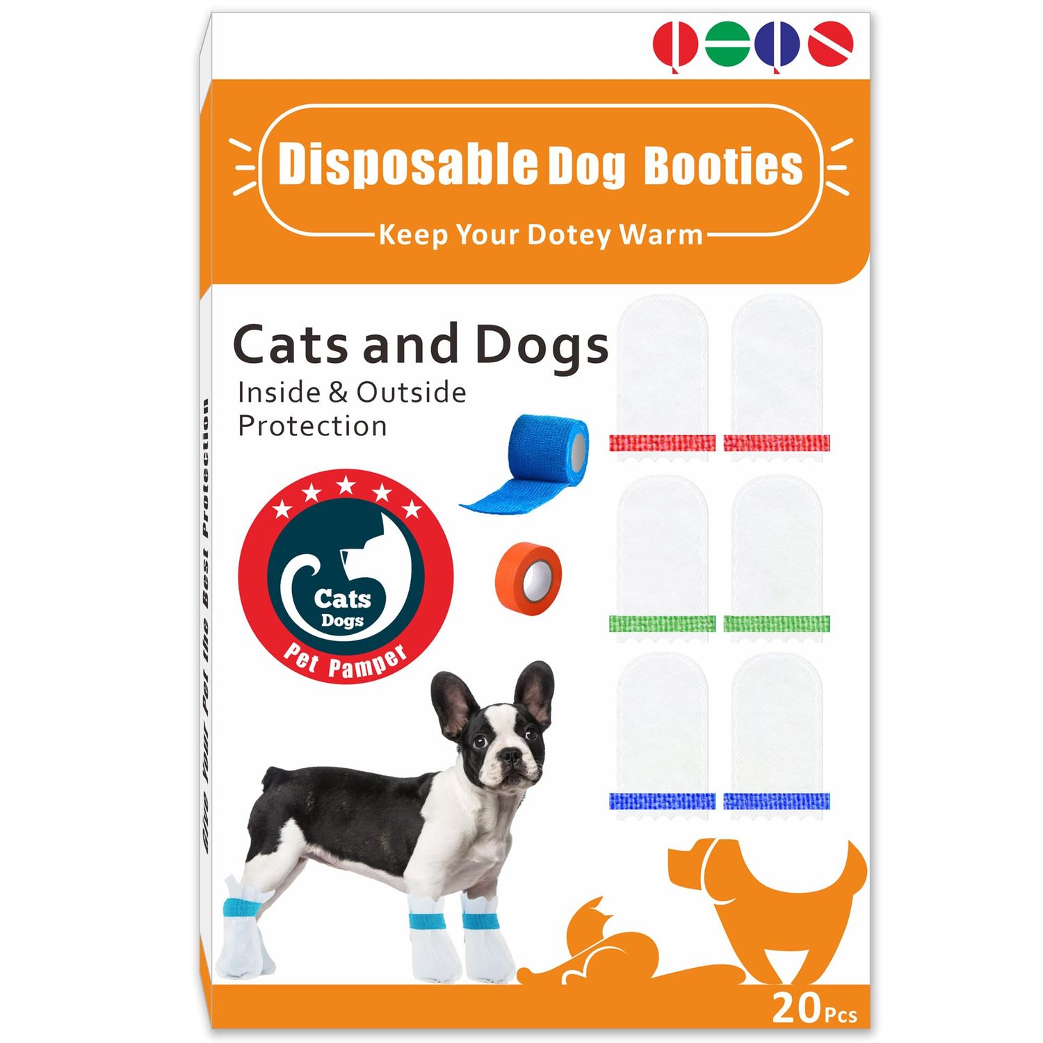 Disposable Dog Booties | Dogs Boots & Paw Protectors | Puppy Socks to Prevent Licking Paws | Waterproof Dog Boots for Small/Medium Breed Dogs | Single Hose Bandages for Pet