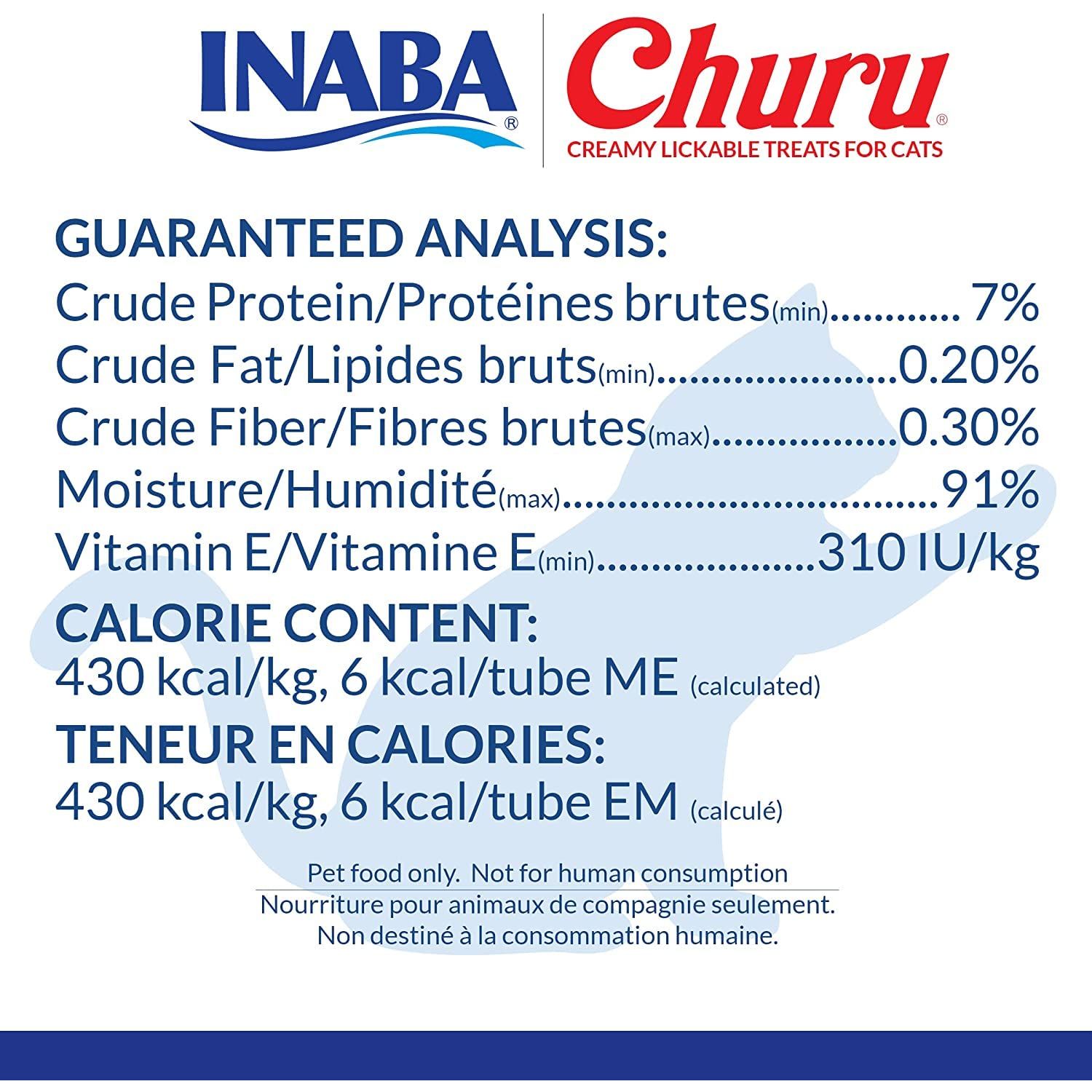 INABA Churu Cat Treats, Grain-Free, Lickable, Squeezable Creamy Purée Cat Treat/Topper with Vitamin E & Taurine, 0.5 Ounces Each Tube, 24 Tubes (4 per Pack), Six Flavor Variety Pack