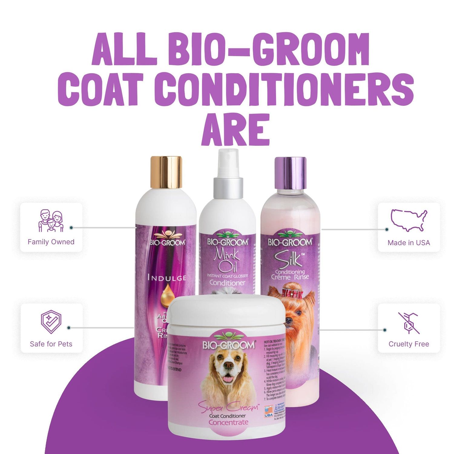 Bio-Groom Super Cream Dog Conditioner – Concentrated Coat Conditioner, Dog Bathing Supplies, Puppy Wash, Cat & Dog Grooming Supplies for Sensitive Skin, Cruelty-Free, Made in USA – 8 fl oz 1-Pack