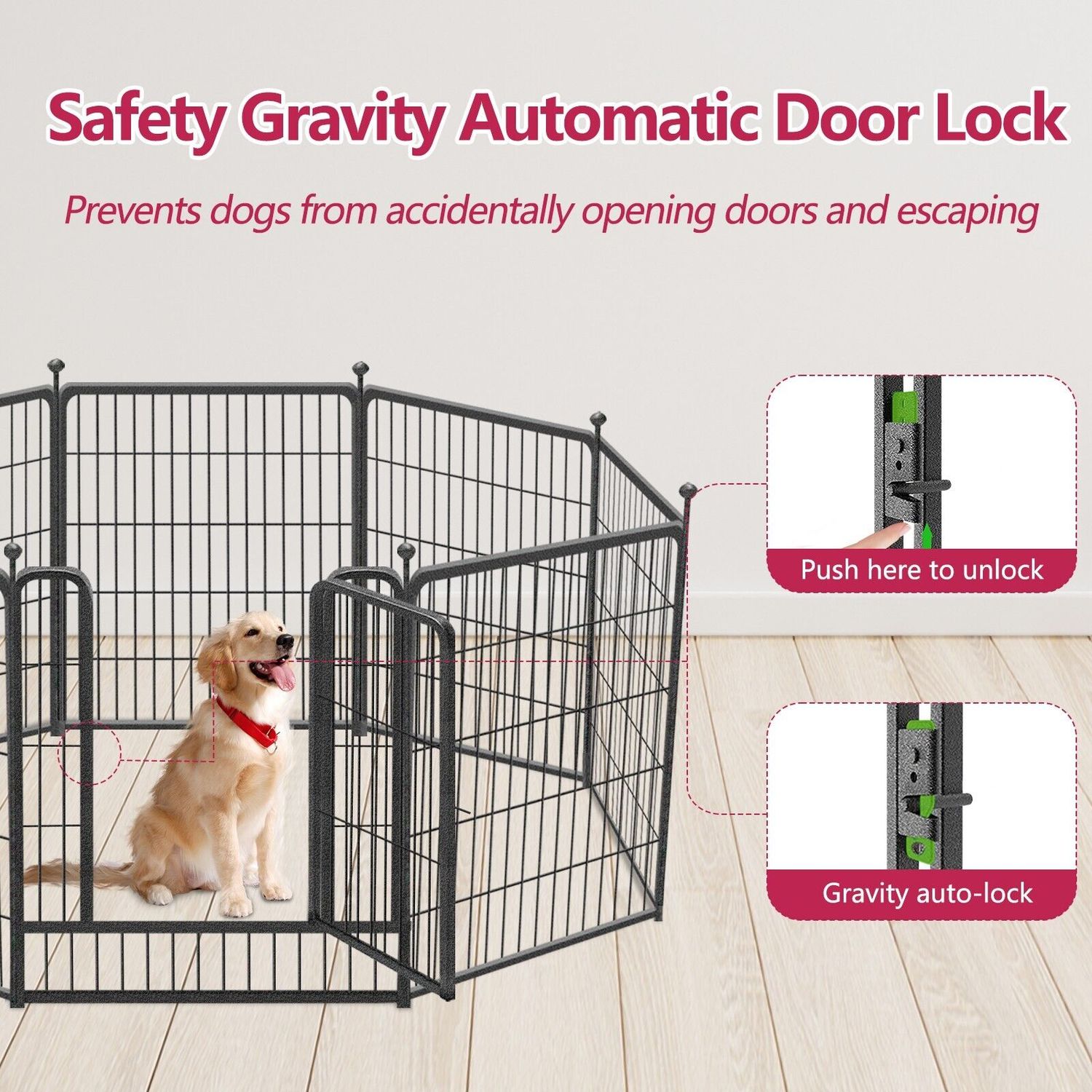 32 Inch Heavy Duty Dog Playpen 16 Panels Exercise Pen Pet Fence Cage with Door