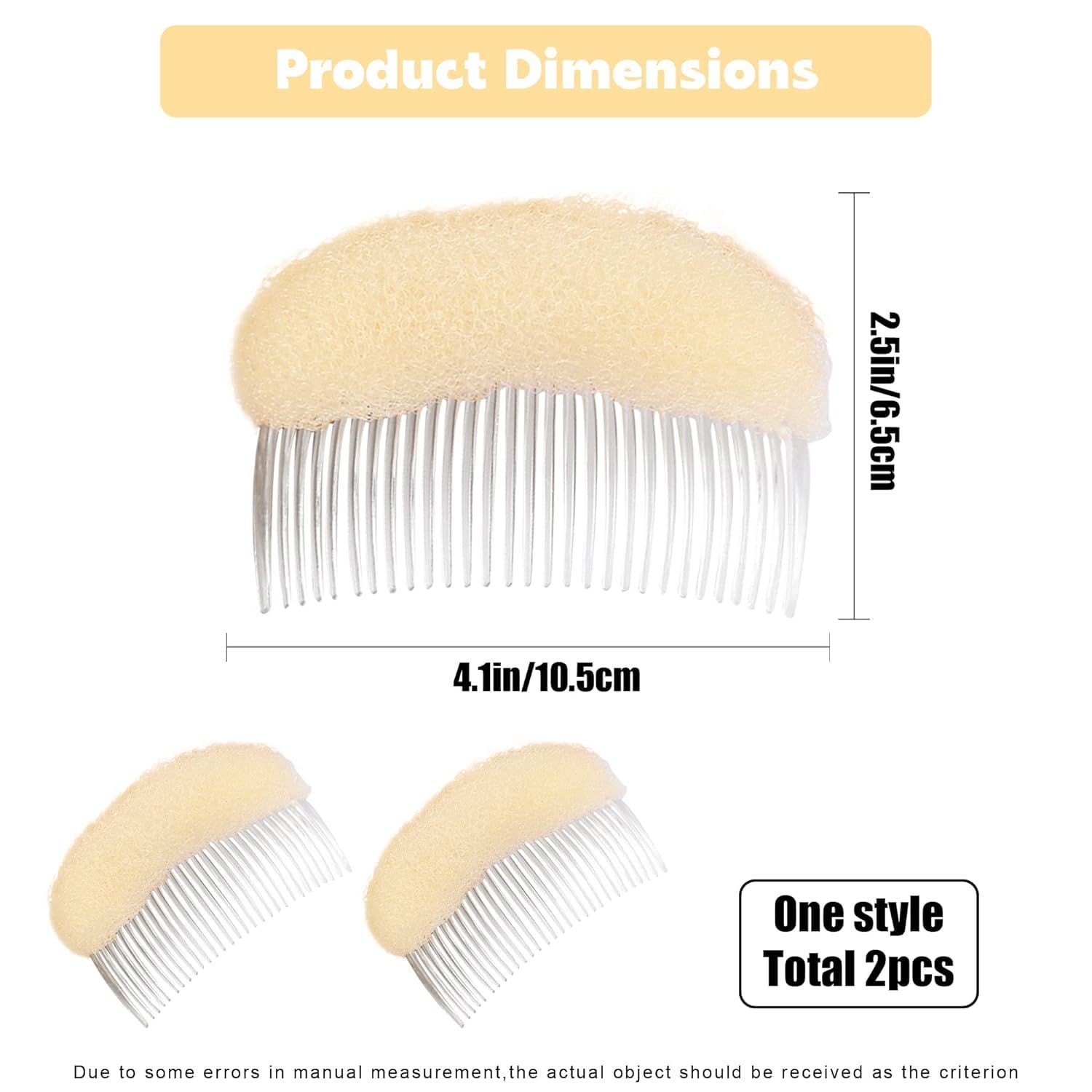 2Pcs Beige Charming Bump It Up Volume Inserts Hair Comb, Do Beehive Hair Style Tool Hair Comb, Do Beehive Hair Base Styling Accessories for Women Lady Girl