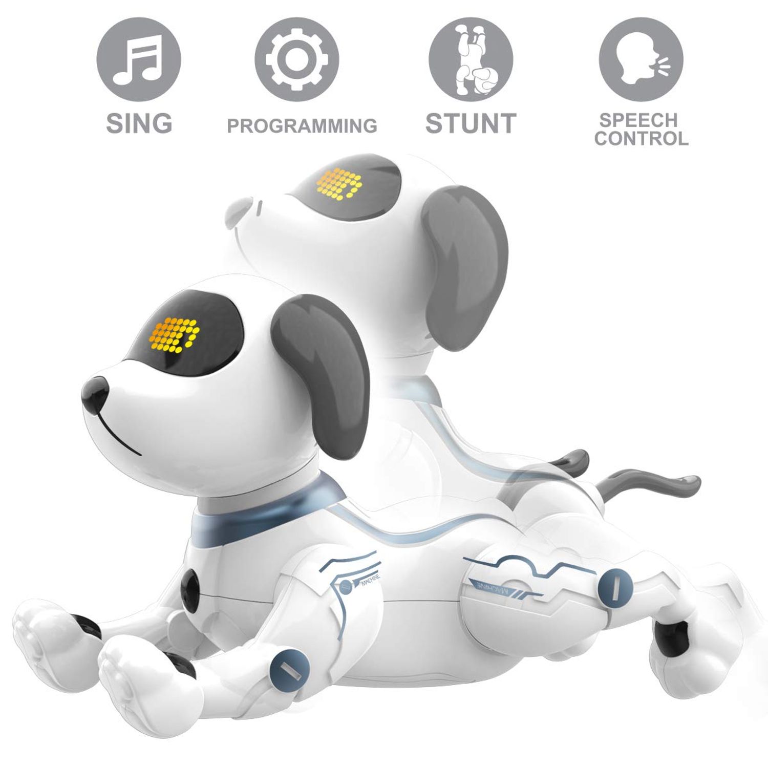 Fisca RC Robot Dog Toy - Voice Control Electronic Stunt Puppy for Kids 6-10 Years Old