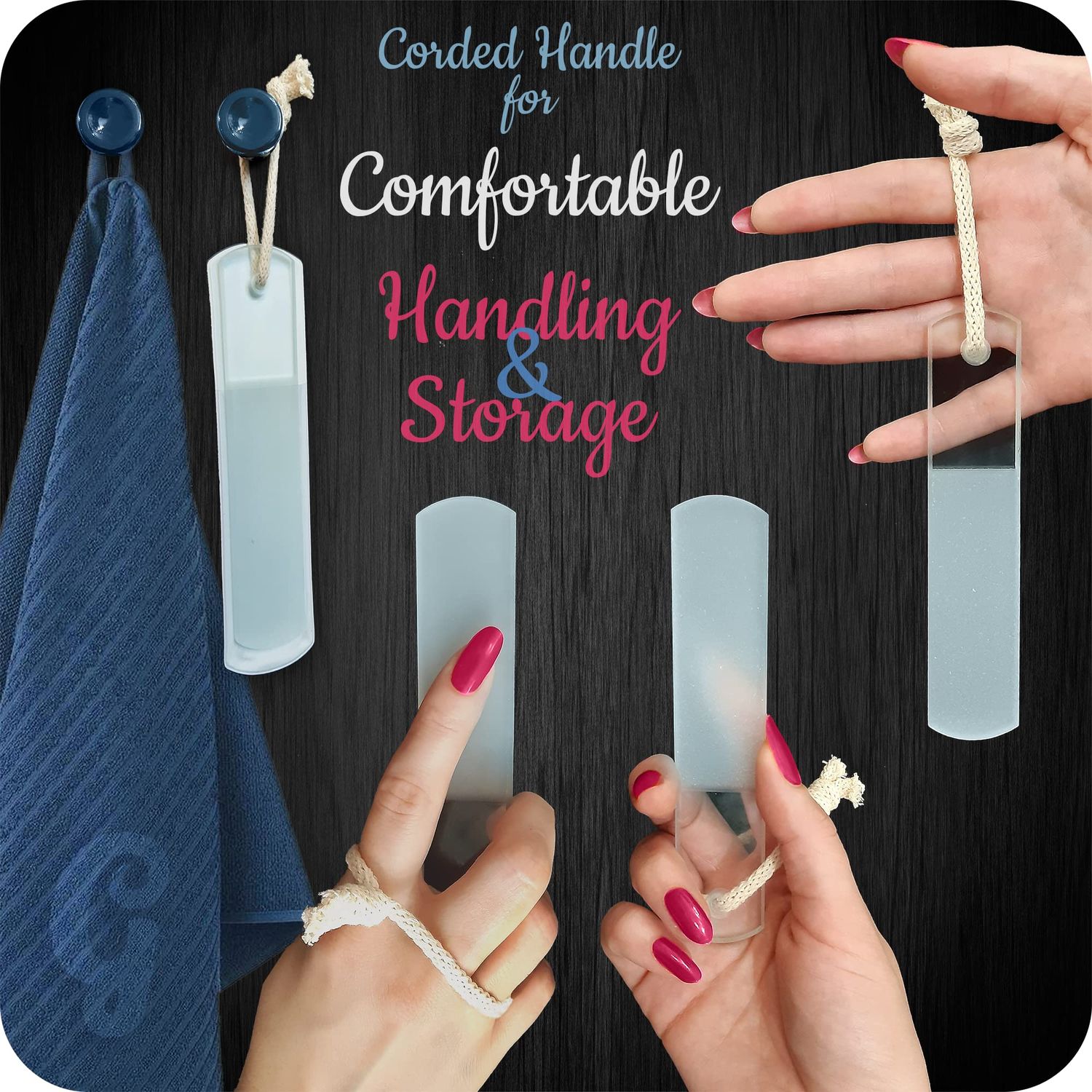GLADZY® Genuine Czech Glass Nail File Set - Callus Remover Foot Rasp, Double Sided Different Grit Surface, Professional Manicure & Pedicure Tools, Premium EU Quality