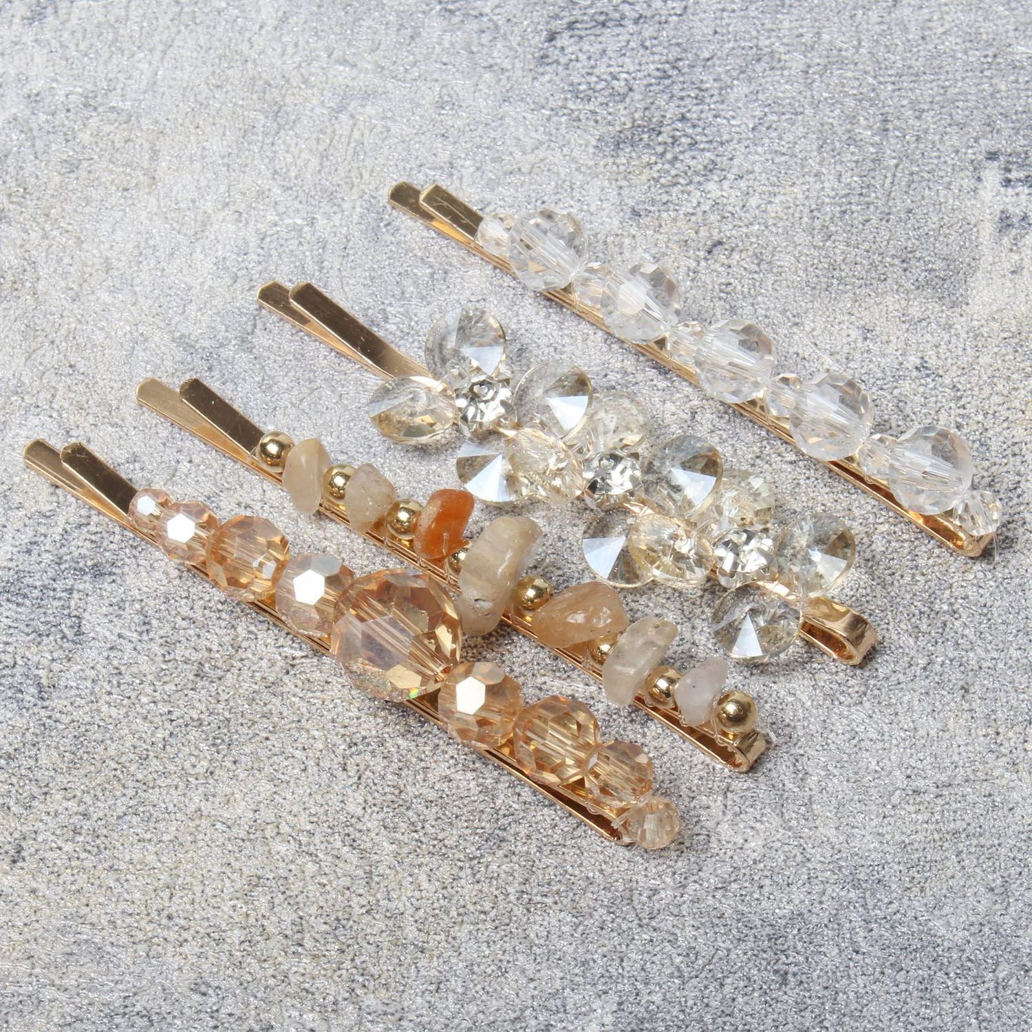 10 Pack Pearls Hair clips for Women Girls Cute Crystal Hair Slides Beaded Hairpins Stone Hair Grips Handmade Metal Gold Hair Barrettes Hair Accessories