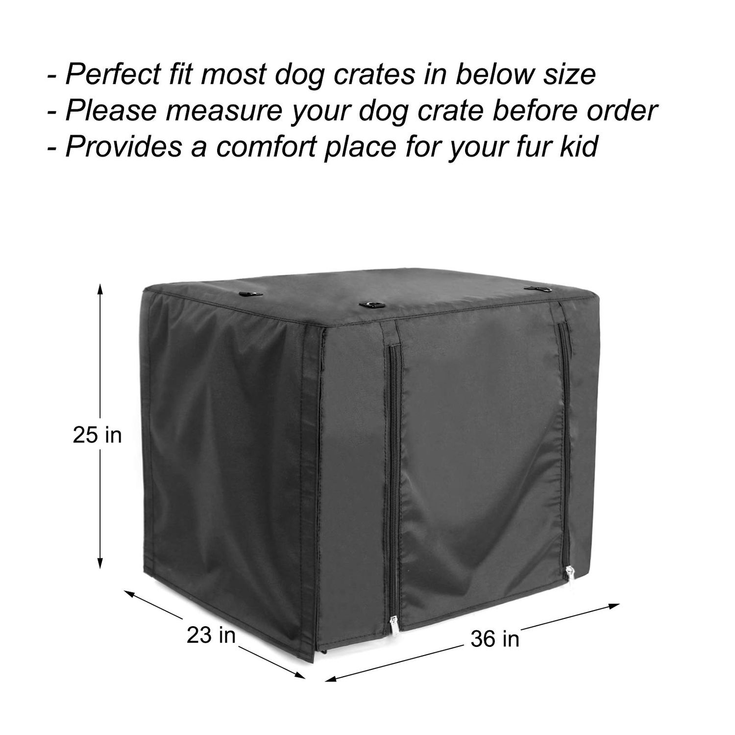 Durable Dog Crate Cover Double Door for Large pet Cover Kennel Covers Universal Fit for 36 inches Wire Dog Crate (36 Inch (36" L x 23" W x 25" H))-Black