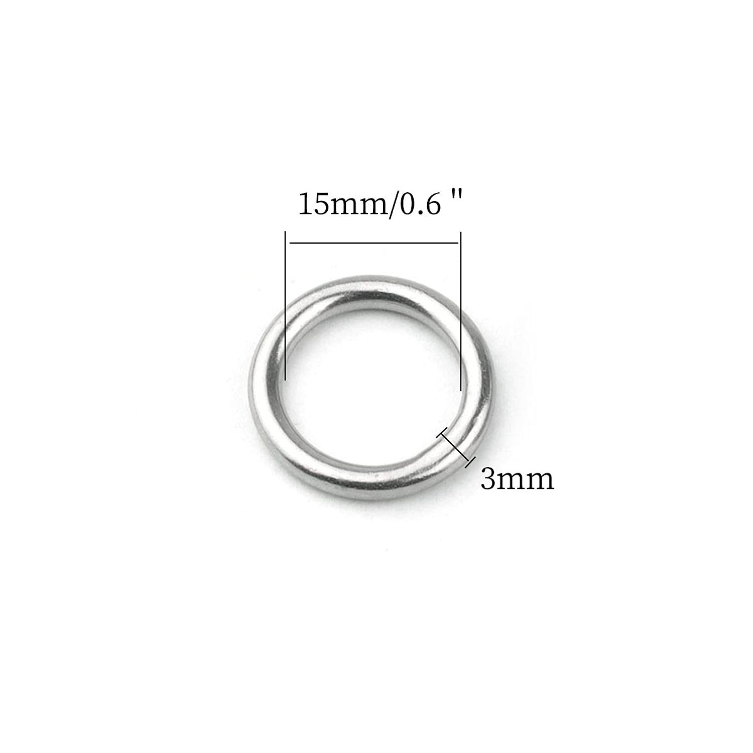 Hamineler 30 PCS Welded Stainless Steel O-Ring Welded Round Rings for Camping Belt, Dog Leashes, Luggage Accessories (3mm×15mm ID)
