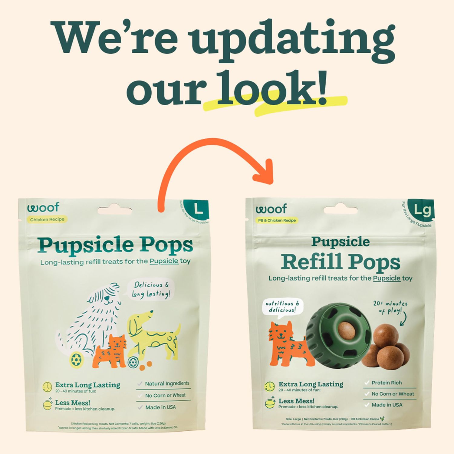 WOOF Pupsicle Refill Pops, Delicious Long Lasting Dog Treats, Refills for The Pupsicle, Pre-Made Dog Treats for Dogs, Natural Ingredients, Low-Mess Chicken Pet Treats - Large Pops - 7 Count