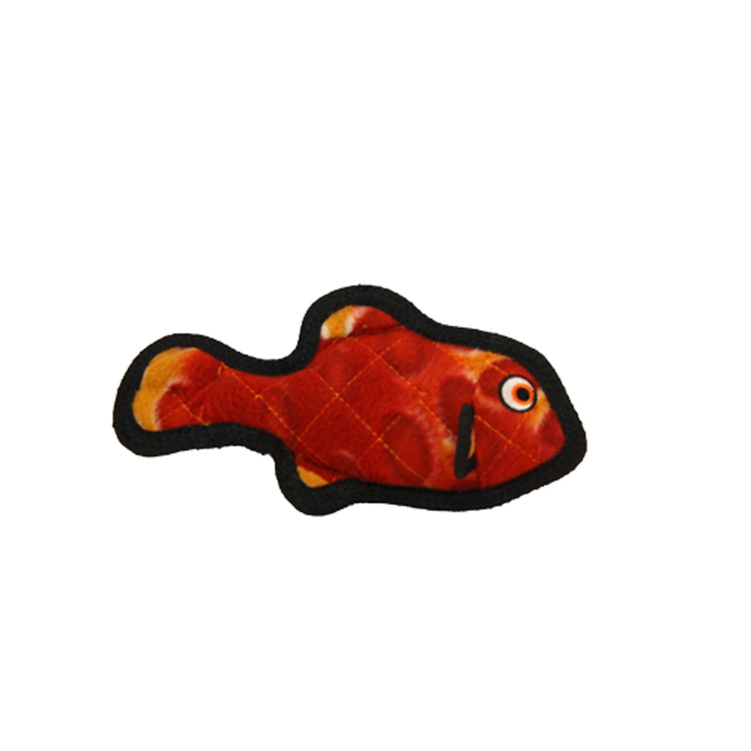 TUFFY - World's Tuffest Soft Dog Toy - Ocean Junior Fish - Red - Squeakers - Multiple Layers. Made Durable, Strong & Tough. Interactive Play (Tug, Toss & Fetch).Machine Washable & Floats
