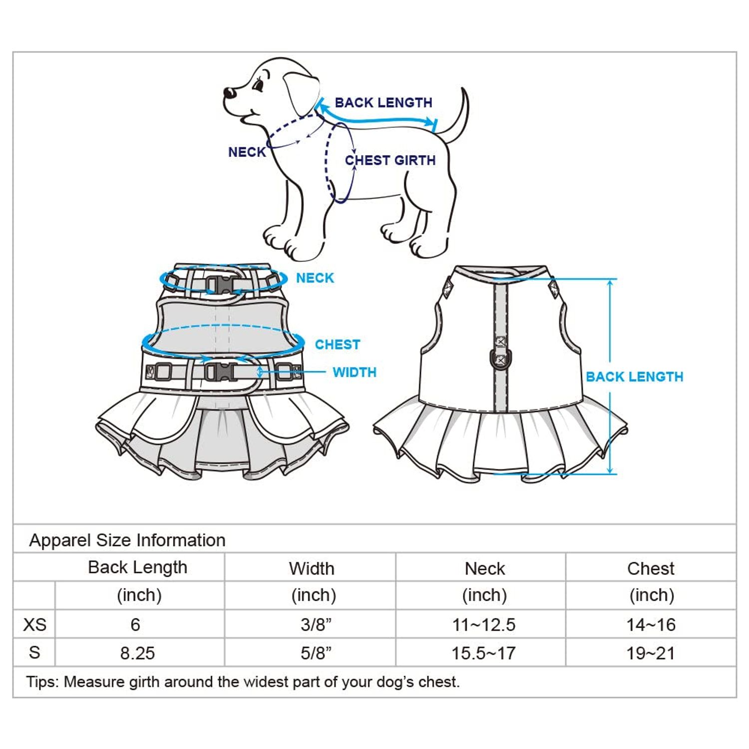 Blueberry Pet Soft & Comfy Spring Scent Inspired Floral No Pull Mesh Puppy Dog Costume Harness Dress, Turquoise, Chest Girth 14"-16", X-Small, Adjustable Harnesses for Dogs