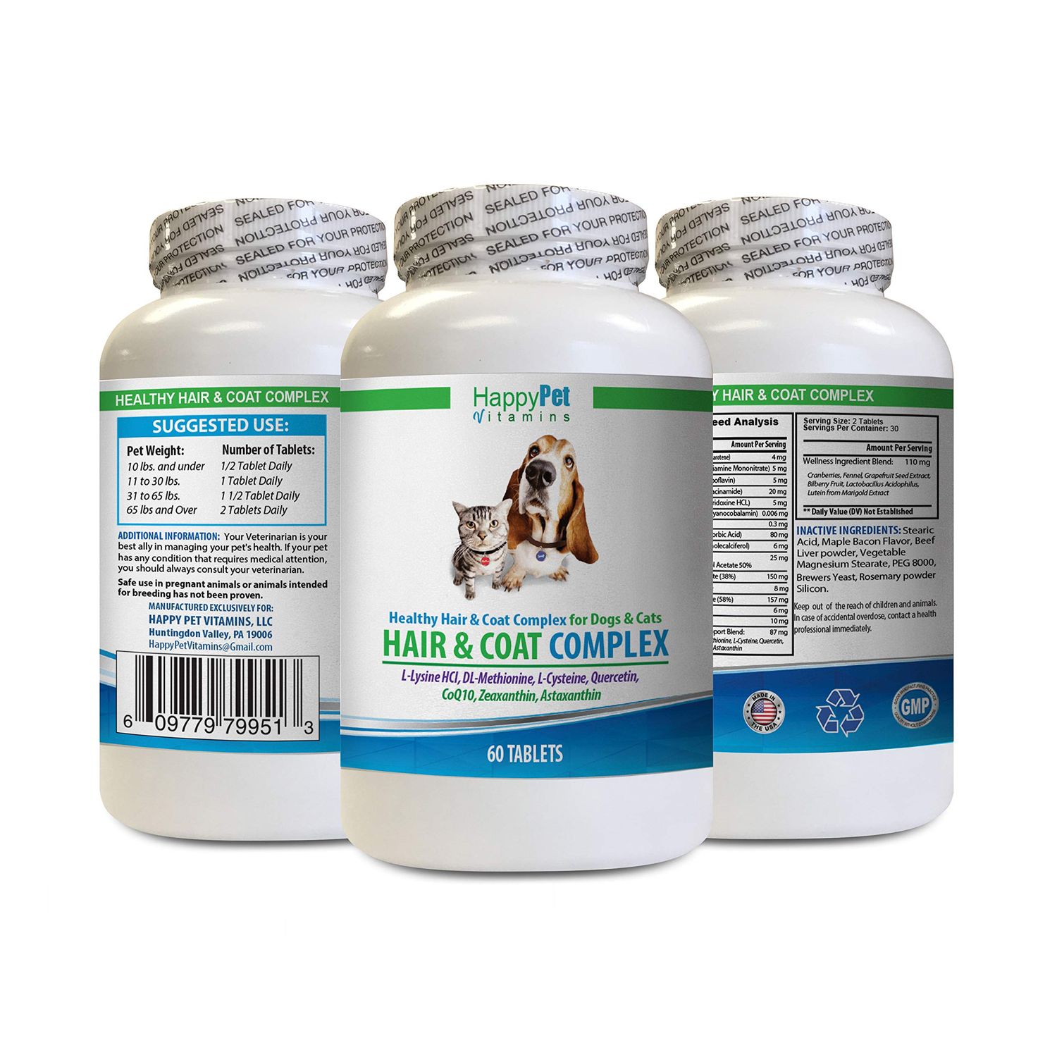 Coat Health Dog Treats - PET Hair and Coat Health - for Dogs and Cats - Immune Booster - Itch and Hotspot Relief - Dog Vitamin e - 1 Bottle (60 Tabs)