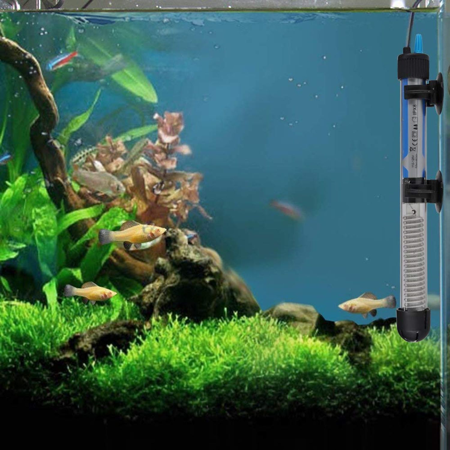 Mylivell Aquarium Heater 25W 50W 100W 200W 300W Submersible Auto Thermostat Fish Tank Heater, Small Aquarium Heater for 10-100 Gallon Fish Tank, Freshwater & Saltwater Compatible