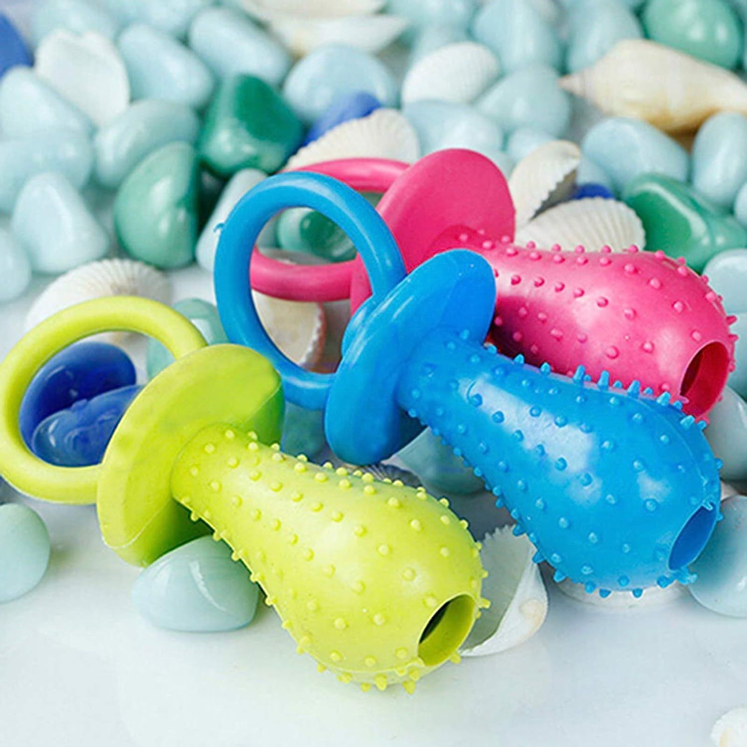 Blue Dserw Dog Pacifier Chew Toys, Mini Bite Resistant Bell Shape Rubber Pacifier Pet Dog Puppy Molar Chew Training Toy, Bell Chewing Playing Training Toys, for Pet Puppy Dog Cat, Chew Toys
