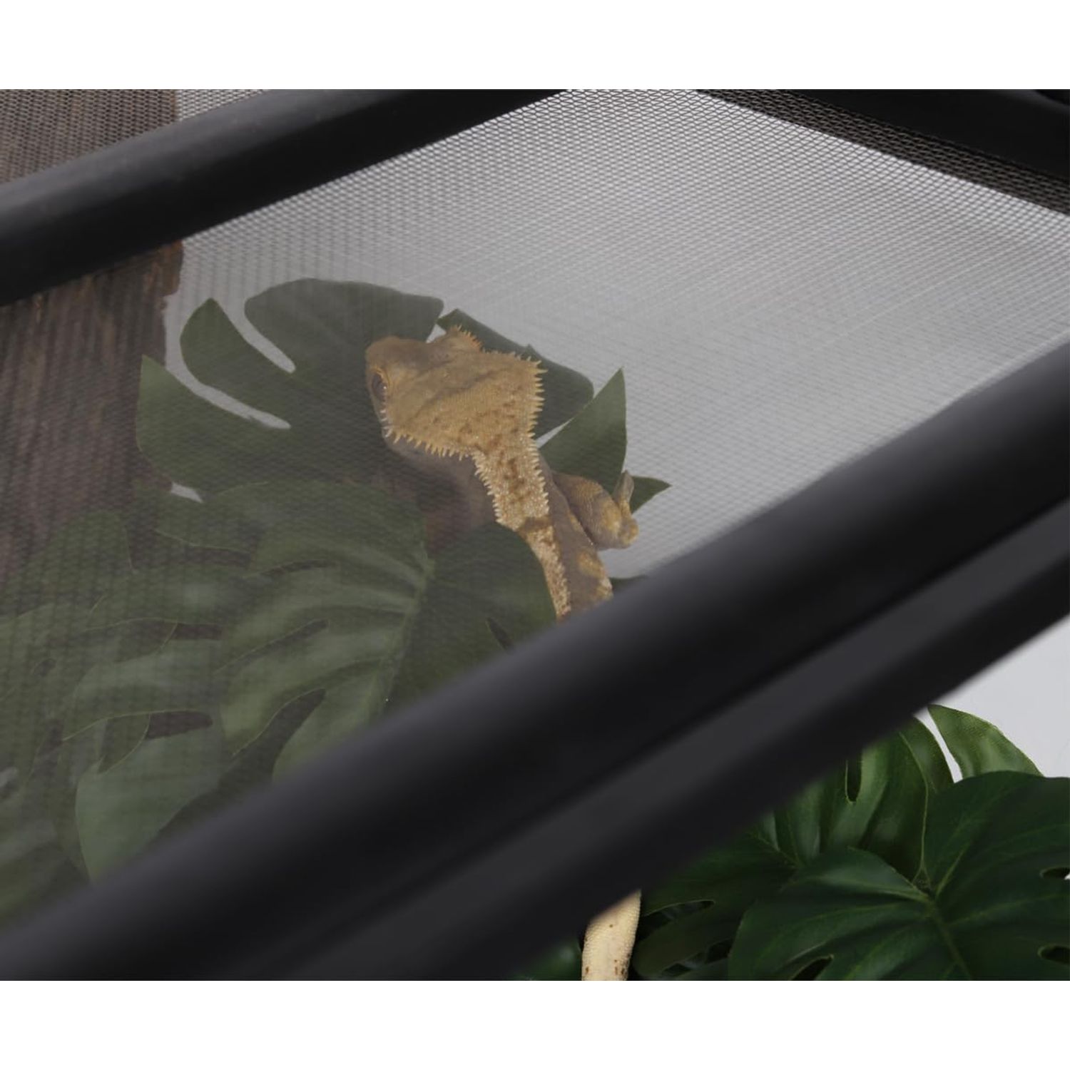 WOLEDOE Reptile Plants for Terrarium, Amphibian Habitat Decor Artificial Hanging Plants with Suction Cup - Fake Monstera