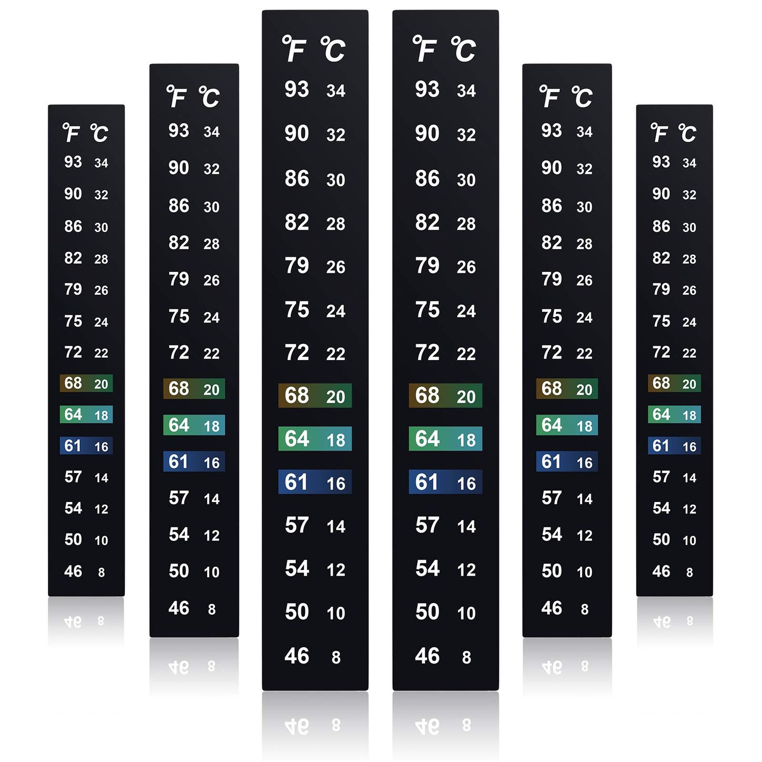 24 Pieces Stick on Thermometer Strip for Brewing Temperature Sticker Decal Crystal Numbers Adhesive Thermometer Strip 46-93 °F (8-34 °C) Digital Display Sticker for Wine Beer Aquariums