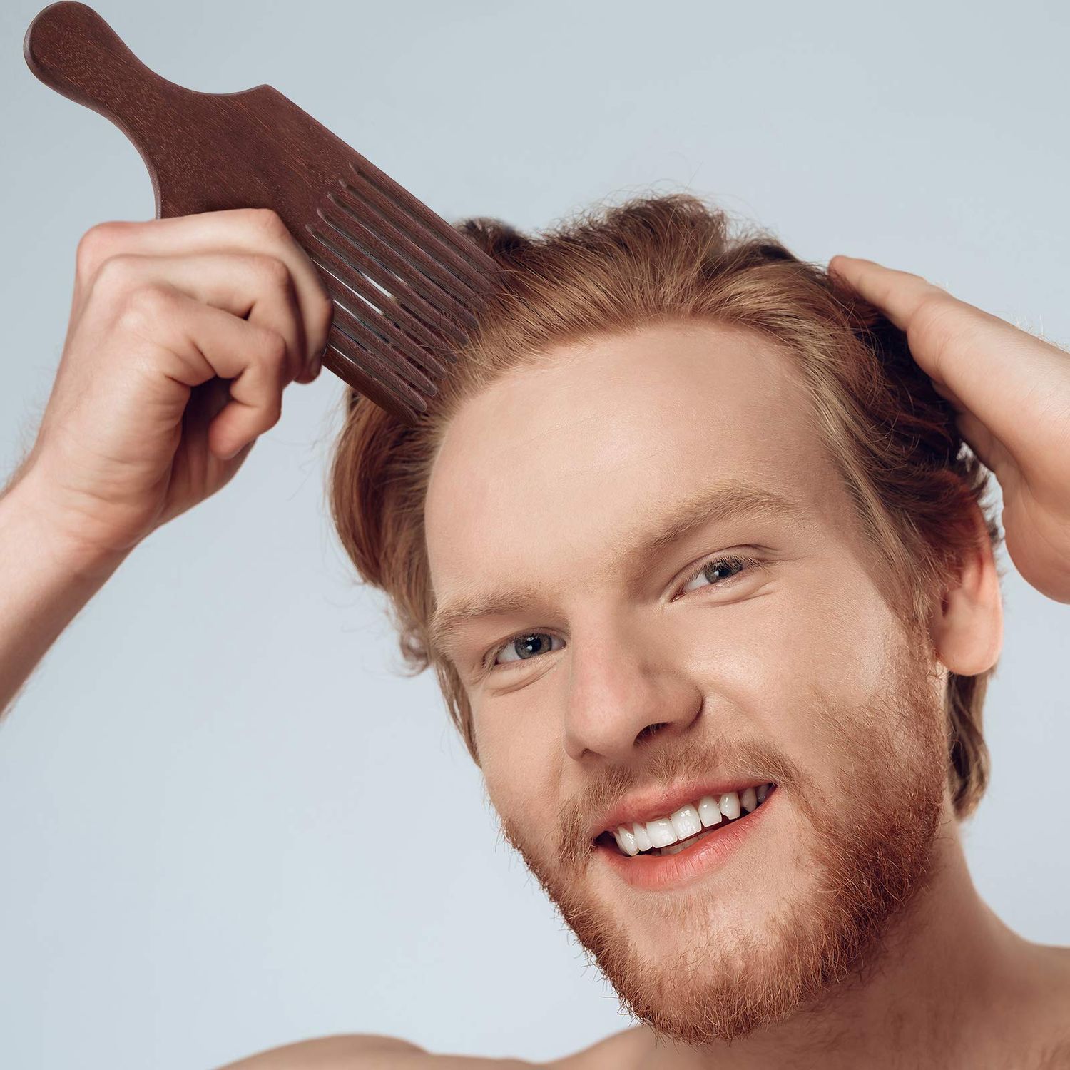 2 Pieces Wooden Beard Comb Wood Hair Pick Comb Beard Pick Comb Wooden Hair Picks Long Tooth Detangling Comb for Women Men (Natural Color) (Reddish Brown)