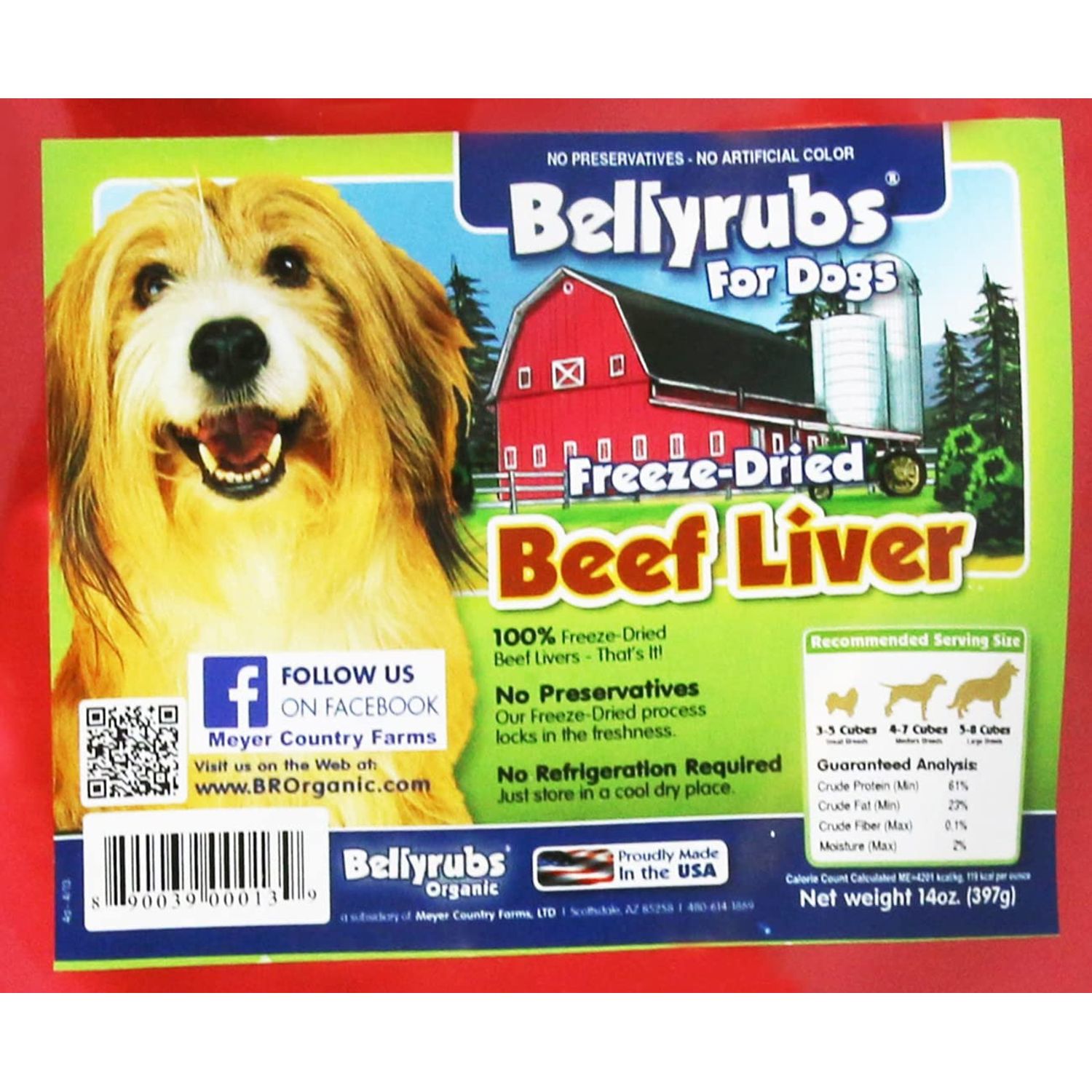 Bellyrubs Freeze-Dried Beef Liver Treats for Small to Large Dogs 14oz | 100% Real Beef Liver Chews | All-Natural Gluten & Grain Free | High Protein Premium Dog Training Treat | Made in USA