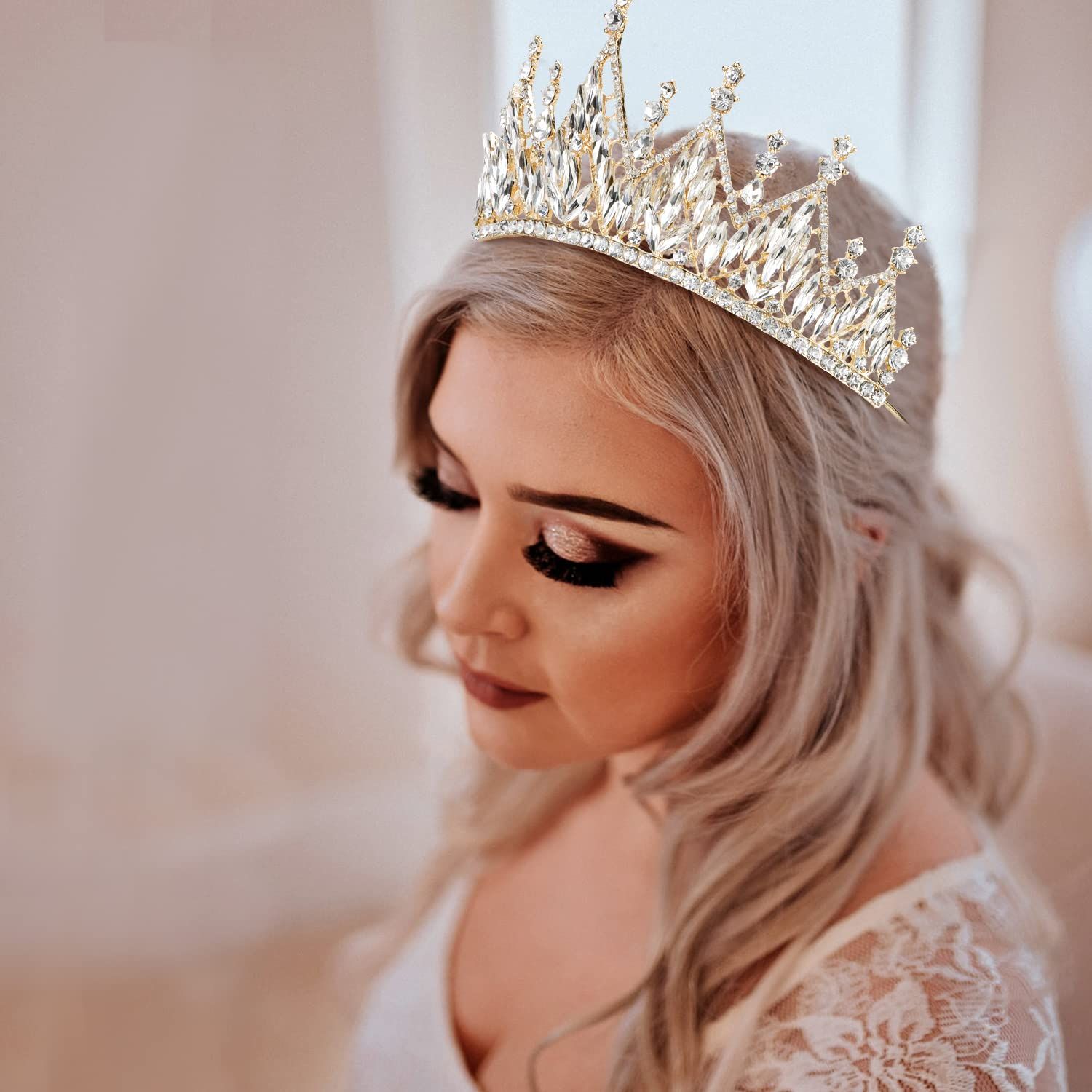Didder Tiaras and Crowns for Women Gold Tiara Halloween Gothic Crown Prom Queen Crowns for Women Quinceanera Princess Crown Tiaras for Girls Pageant Birthday Party Crown Wedding Headpiece Tiaras for
