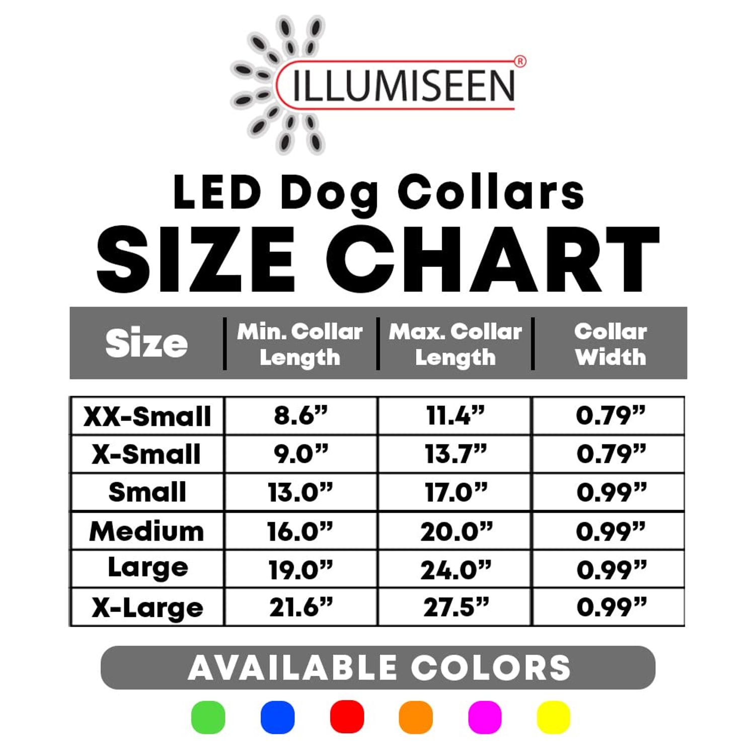 ILLUMISEEN LED Dog Collar USB Rechargeable ? Bright & High Visibility Lighted Glow Collar for Pet Night Walking ? Weatherproof, in 6 Colors & 6 Sizes (Red Medium)