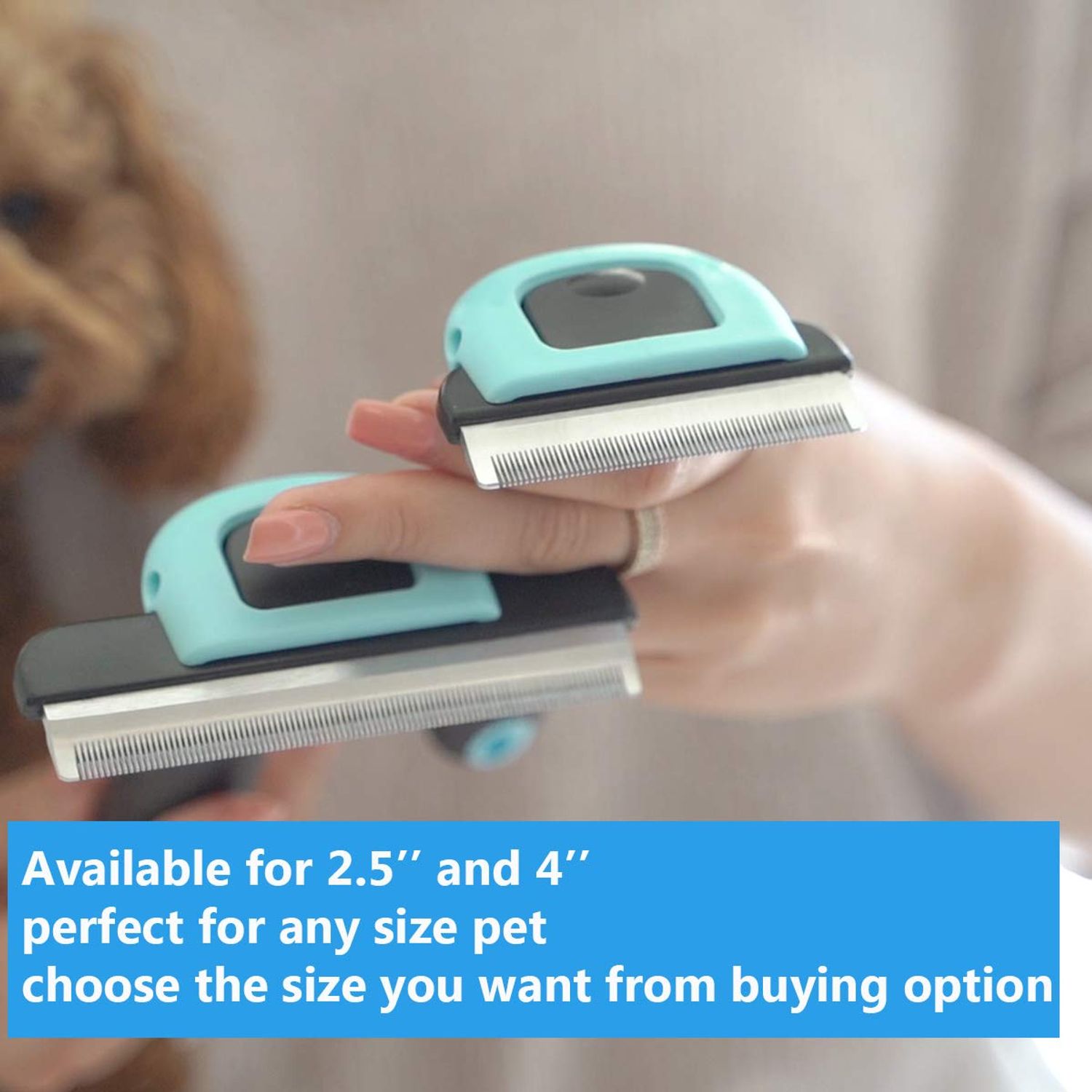 petgle Cat Brush &Cat Comb for Shedding,Pet Deshedding Brush for Cat and Small Dog Reduces Loose Undercoat by 95% Cat Grooming Brush and Deshedding Tools for Long Hair and Short Hair 2.5inch Blue