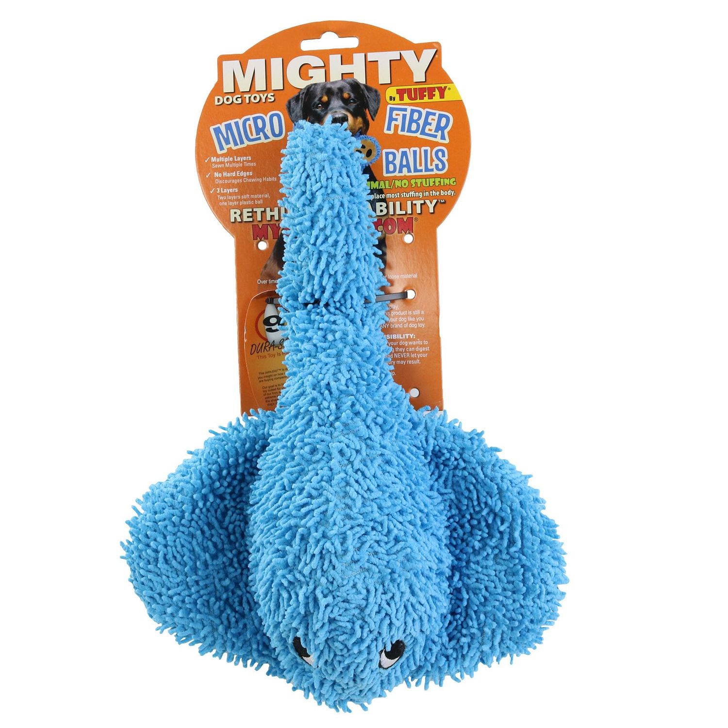 MIGHTY- Microfiber Ball- Medium- Stingray - Made with Squeaker Balls and Minimal Stuffing. Strong & Tough. Interactive Play. Dog Toy Machine Washable & It Floats