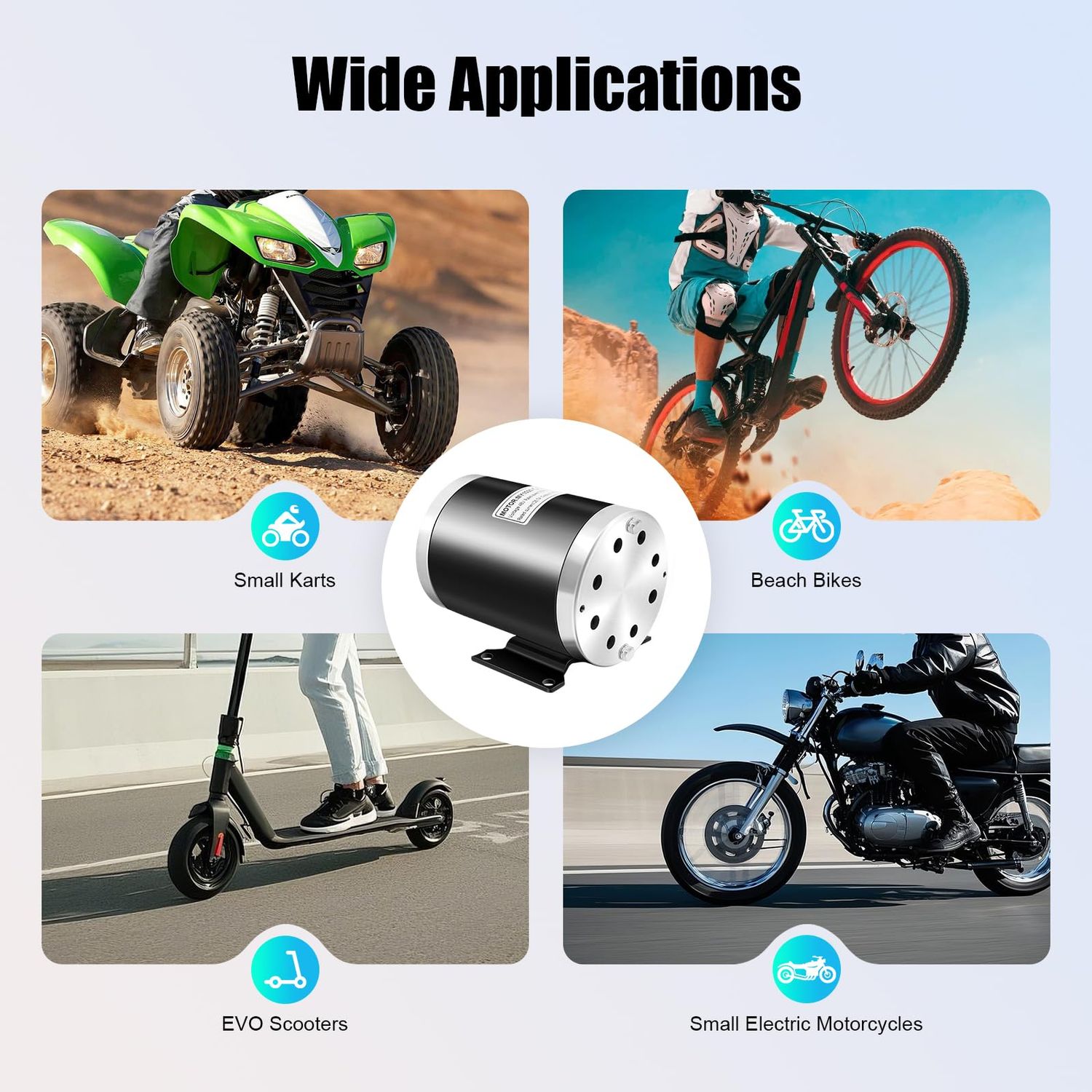 1000W 48V Brush Electric Bicycle Motor, Brush Motor Kit with Controller 3 Speed Gears E-Bike Cycling for EVO Scooters Gokarts Motorized Bicycle Beach E-Bike