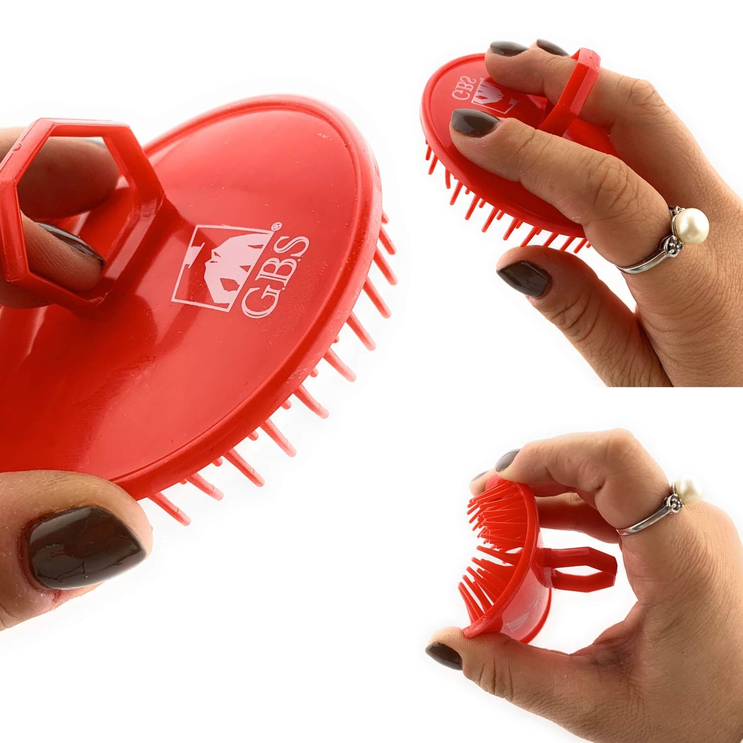 G.B.S Soft Black & Red Premium Scalp Massager Plus 1 Soft Pocket Comb/Brush