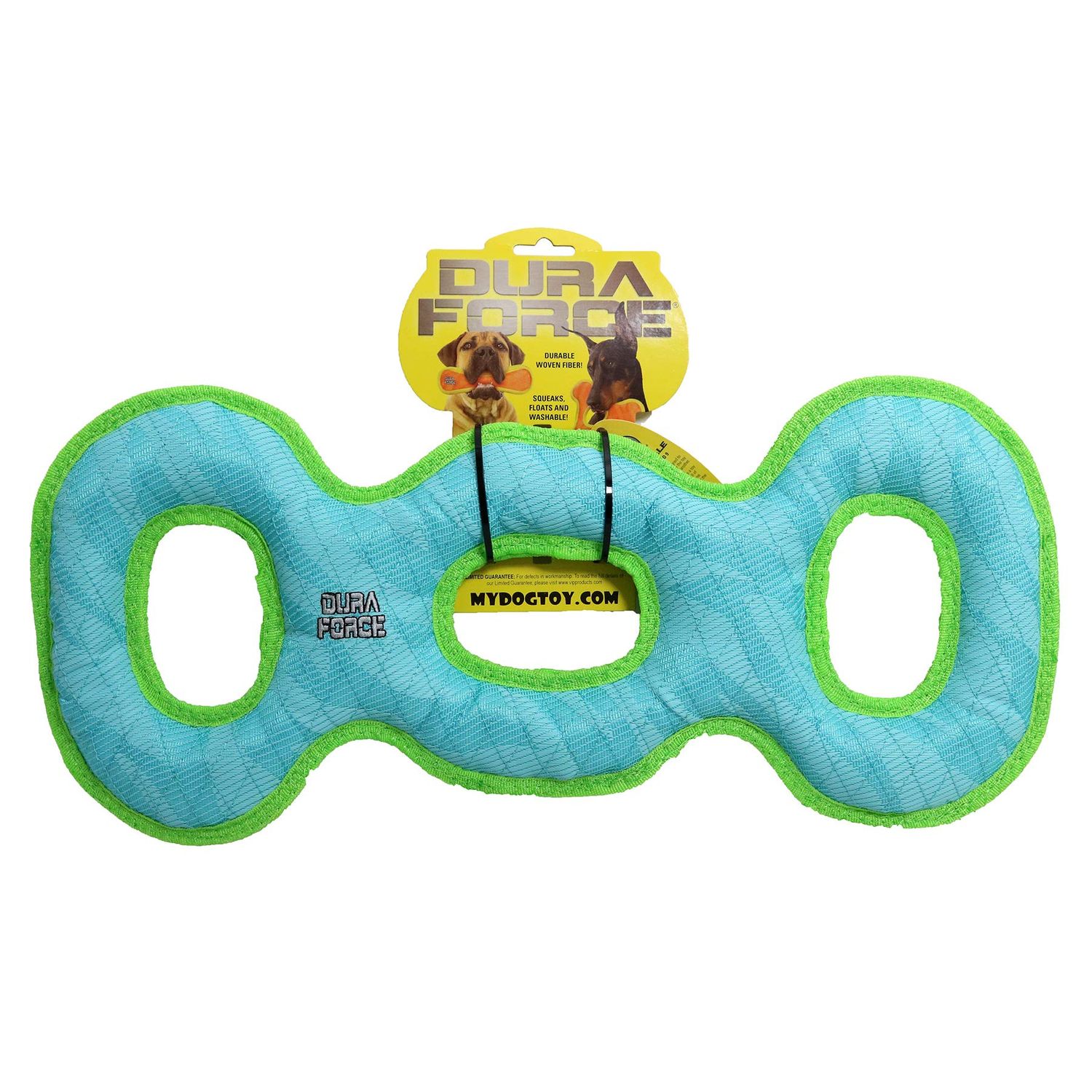 DURA FORCE - Durable Woven Fiber - 3 Way Tug O War - Squeakers - Multiple Layers. Made Durable, Strong & Tough. Interactive Play Dog Toy (Tug, Toss & Fetch). Machine Washable & Floats (Regular)