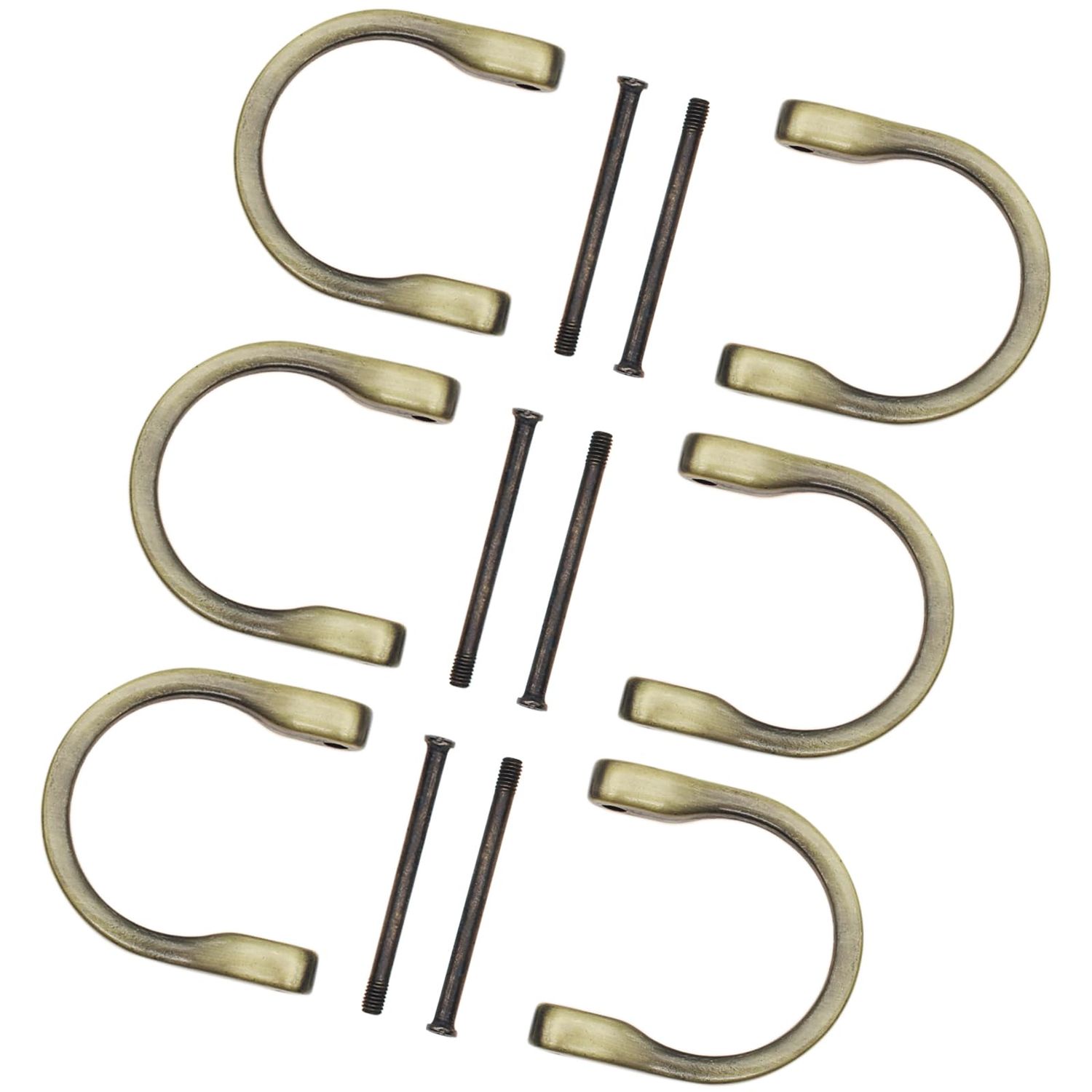 LBTODH 6PCS Horseshoe U Shape Screw in Shackle Brushed Bronze D Ring for DIY Leather Craft Purse Keychain Accessories