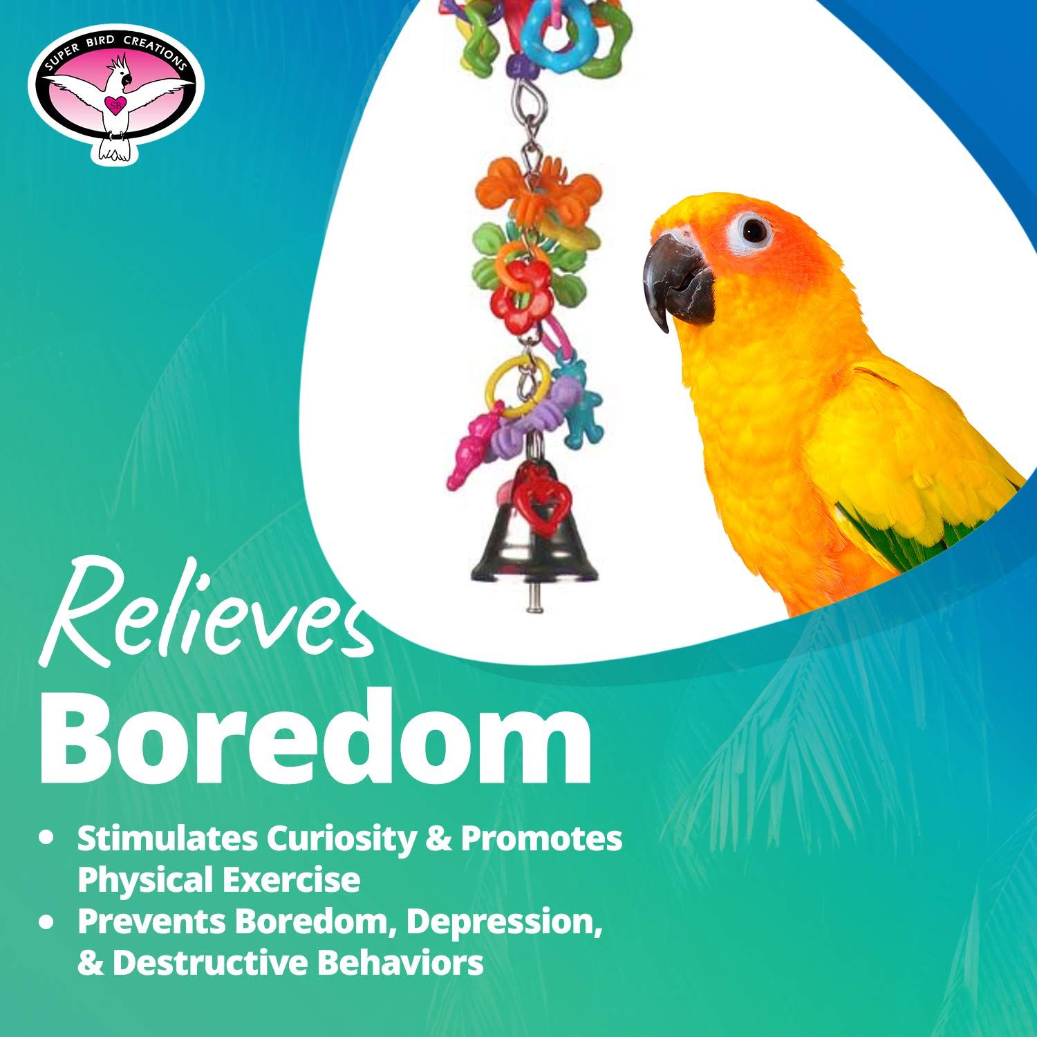 Super Bird Creations SB1084 Charmed I'm Sure Bird Toy, Small/Medium Bird Size, 8.5" x 2"