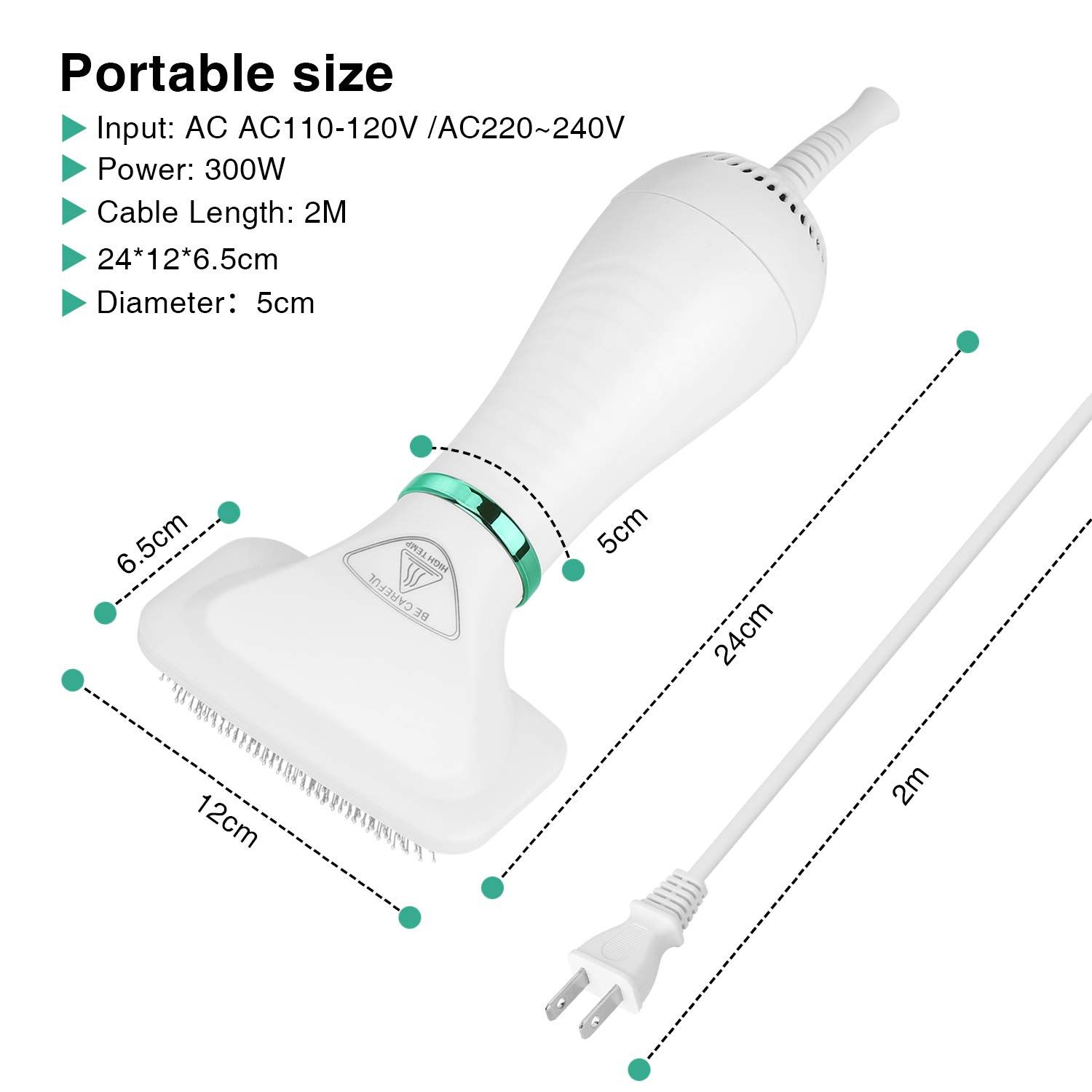 Ownpets Pet Hair Dryer, 2 in 1 Quiet Portable Pet Grooming Blower with Slicker Brush, Adjustable Temperature & Fast-Drying Towel, Home Pet Care for Dogs, Cats & Other Coated Breed