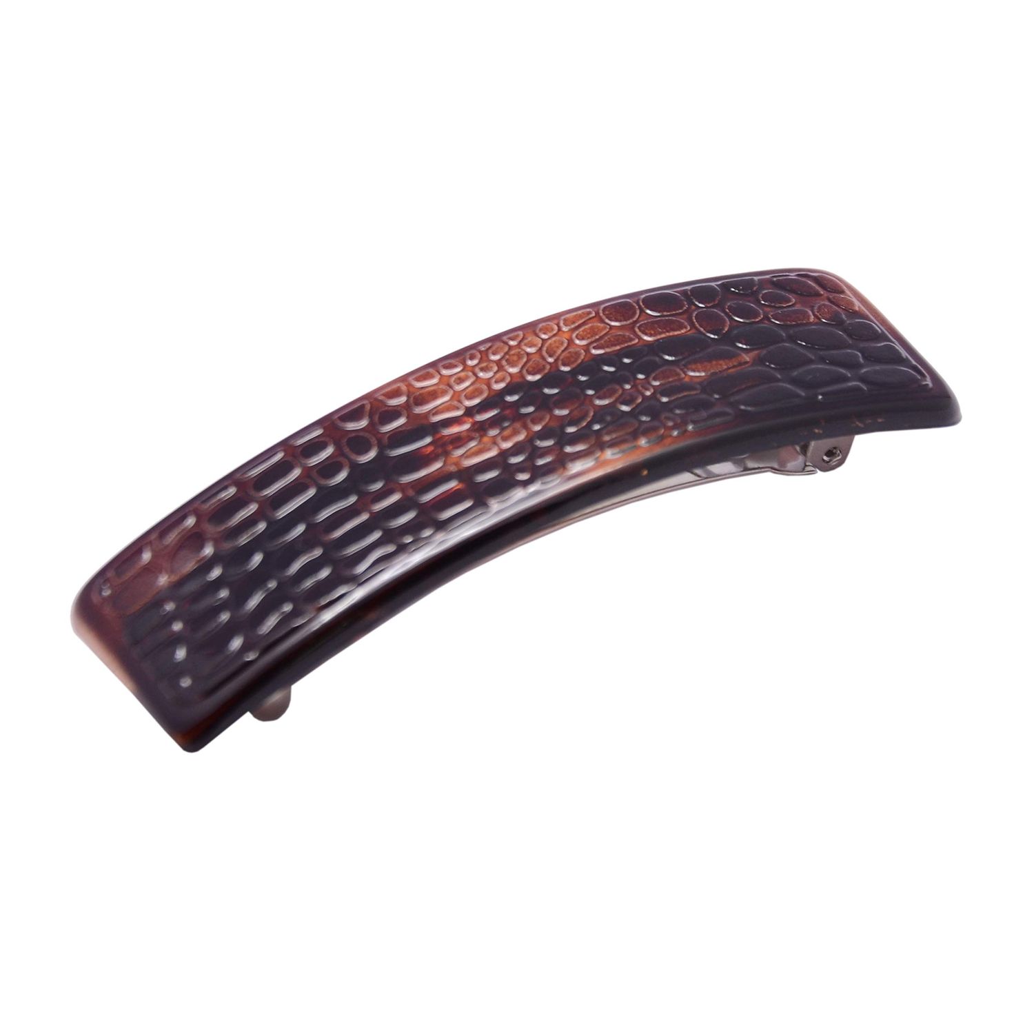 Parcelona French Croco Tortoise Shell Brown Strong Grip Celluloid Automatic Hair Clip Hair Barrette (Tortoise Shell)
