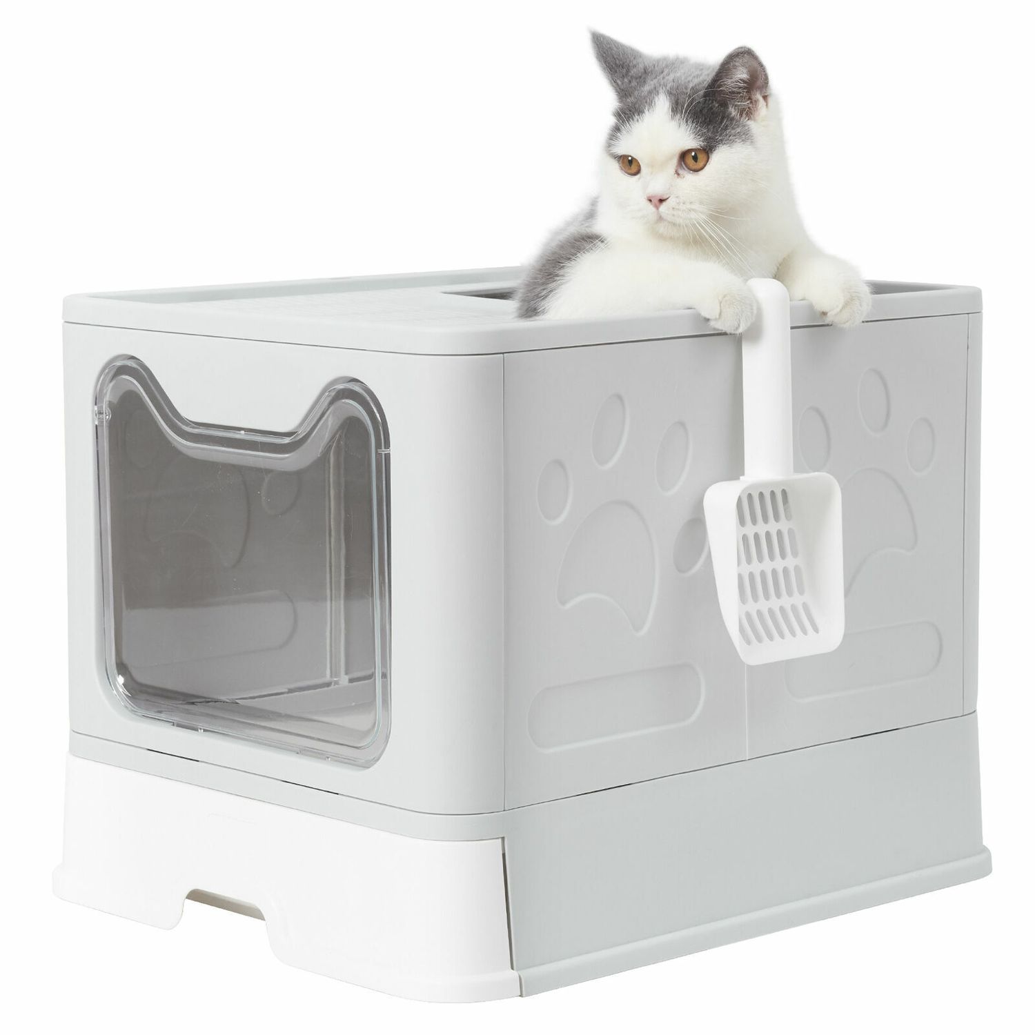 Enclosed Pet Cat Litter Box Tray Pan Hygienic Easy Scoop Large Hooded Toilet