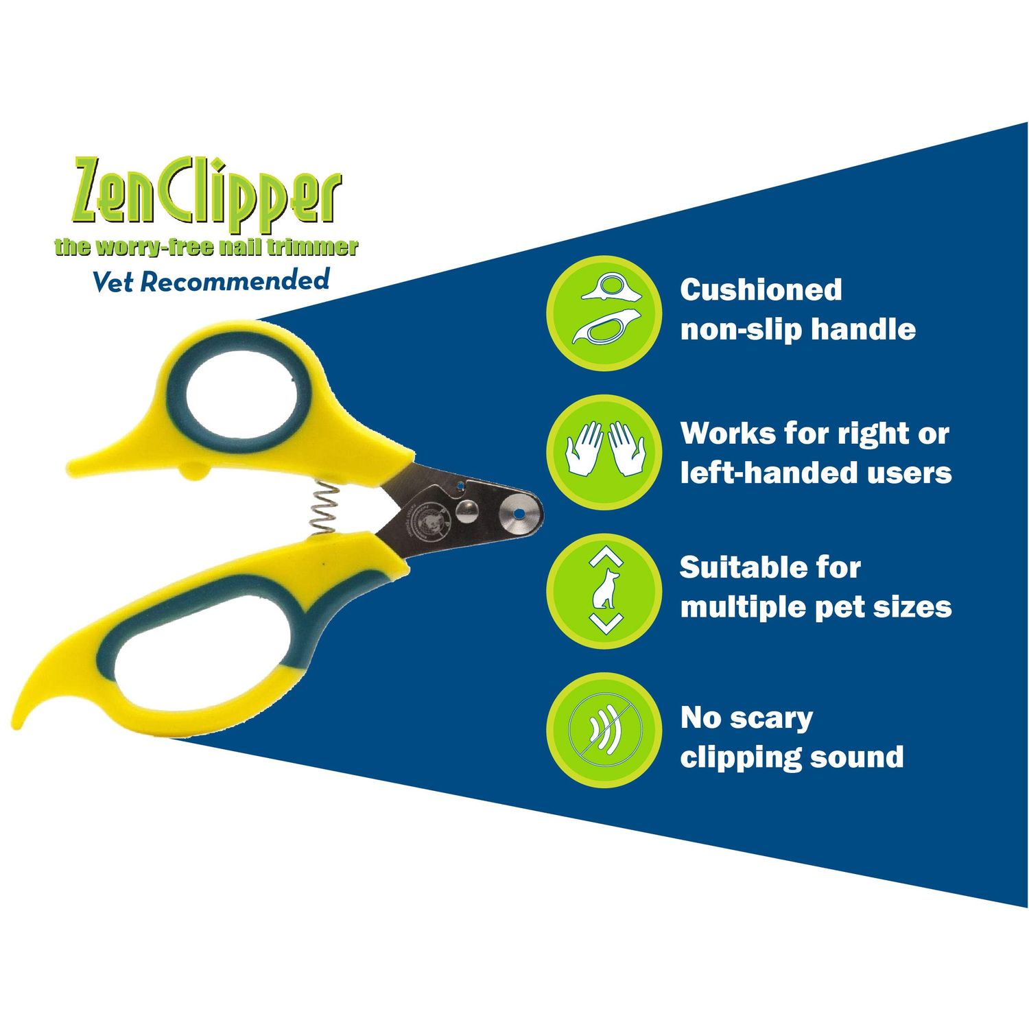 Zen Clipper Pet Nail Clipper for Cats – Cat Nail Trimmer for Safer Pet Grooming Care - Clean, Quiet, and Easy-to-Use Stainless Steel Claw Trimmer - (2.5mm Hole)
