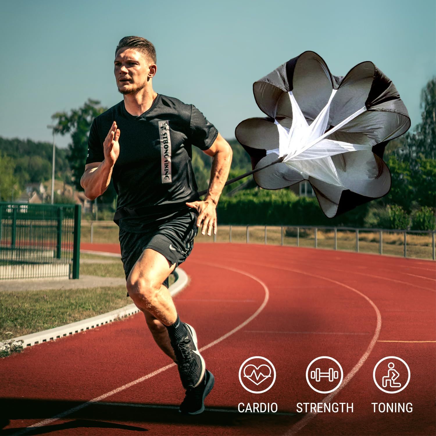 BULLETSHAKER Running Parachute Speed Training 54'' Inch Agility Training Equipment, Speed Chute Resistance Parachute for Speed and Acceleration Training